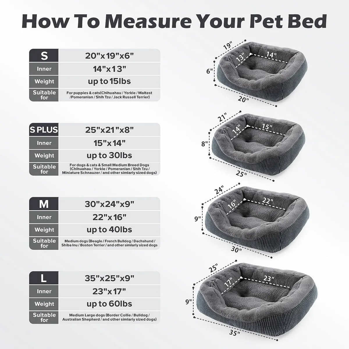 INVENHO Small Dog Bed for Small Dogs, Cat Beds for Indoor Cats Washable, Orthopedic Dog Bed, Warming Soft Calming Sleeping Puppy Bed Durable Pet Bed with Anti-Slip Bottom S(20"x19"x6") — image 5