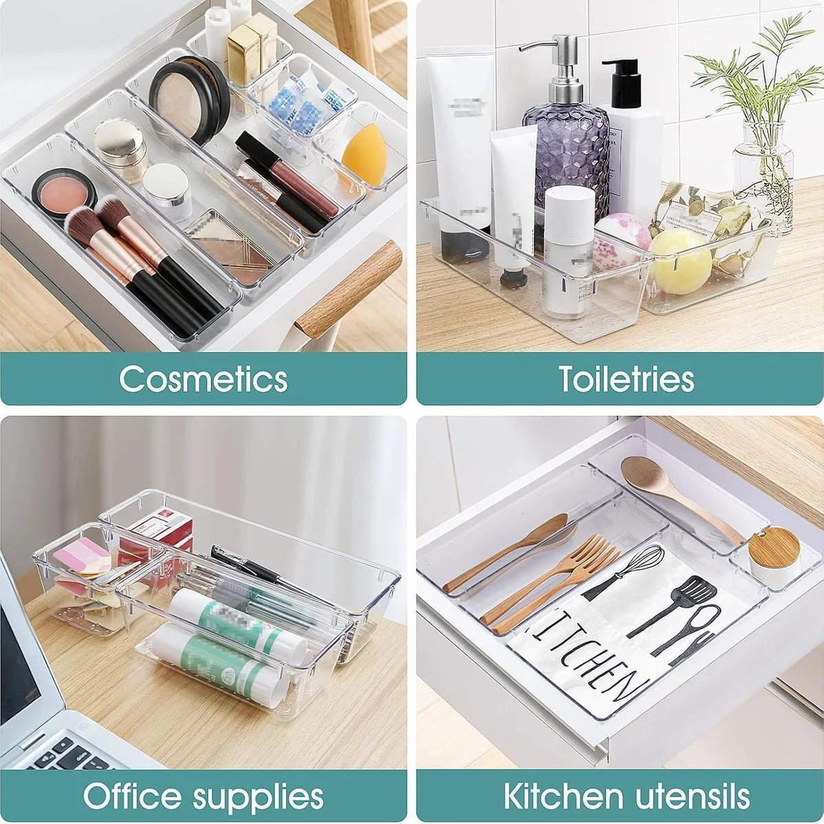 25 PCS Clear Plastic Drawer Organizer, Makeup Organizers and Storage Bins — image 5