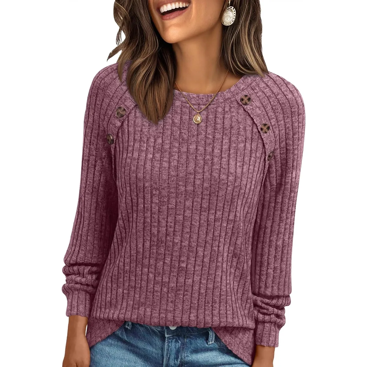 AUTOMET Womens Long Sleeve Shirts Fall Sweaters Business Casual Tops Blouse — image 8