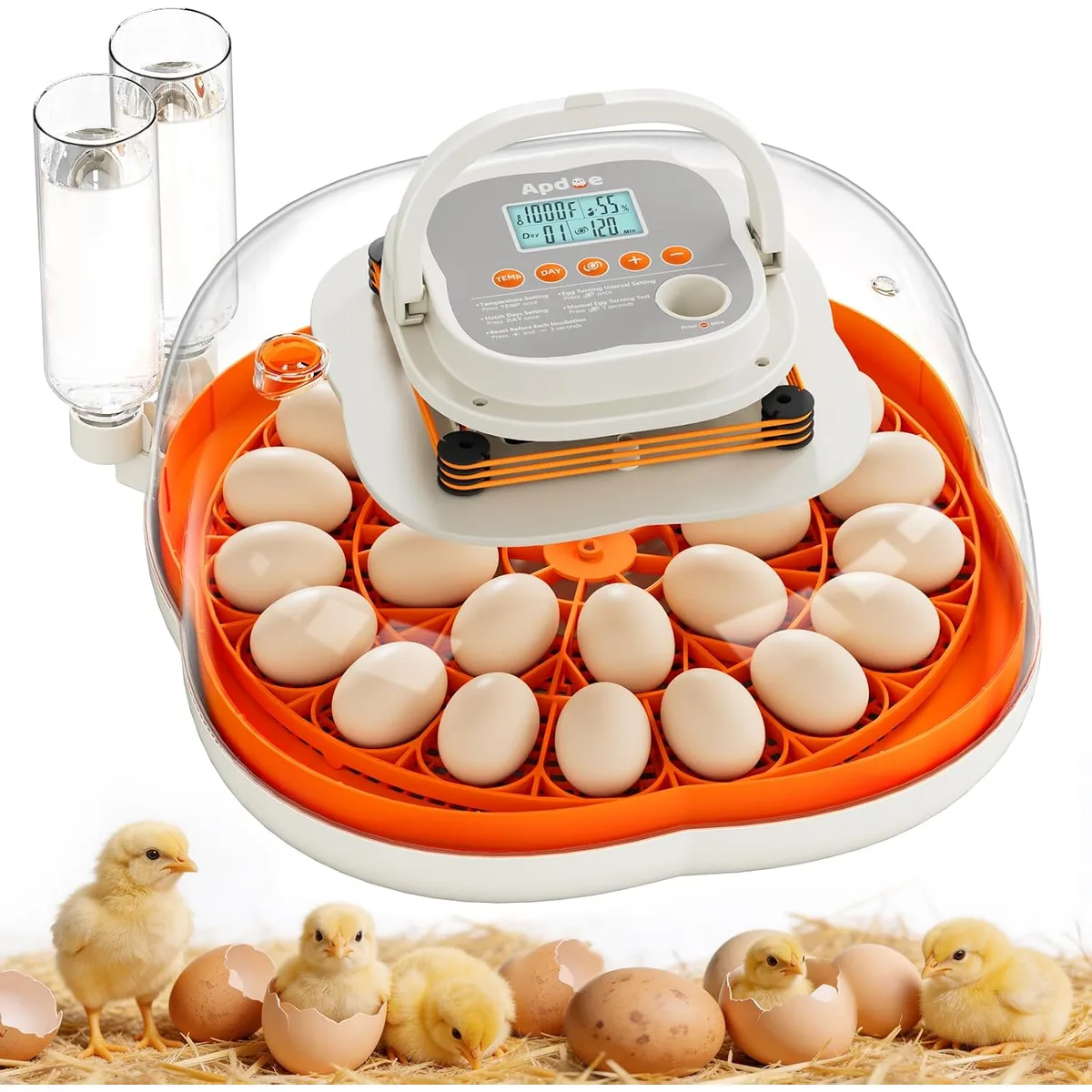 APDOE Egg Incubators for Hatching Eggs, Temperature and Humidity Control, Automatic Egg Turning, Egg Candler, External Water Bottle, Air Vent, for Chicken, Duck & Quail Eggs, 12 Eggs — image 8
