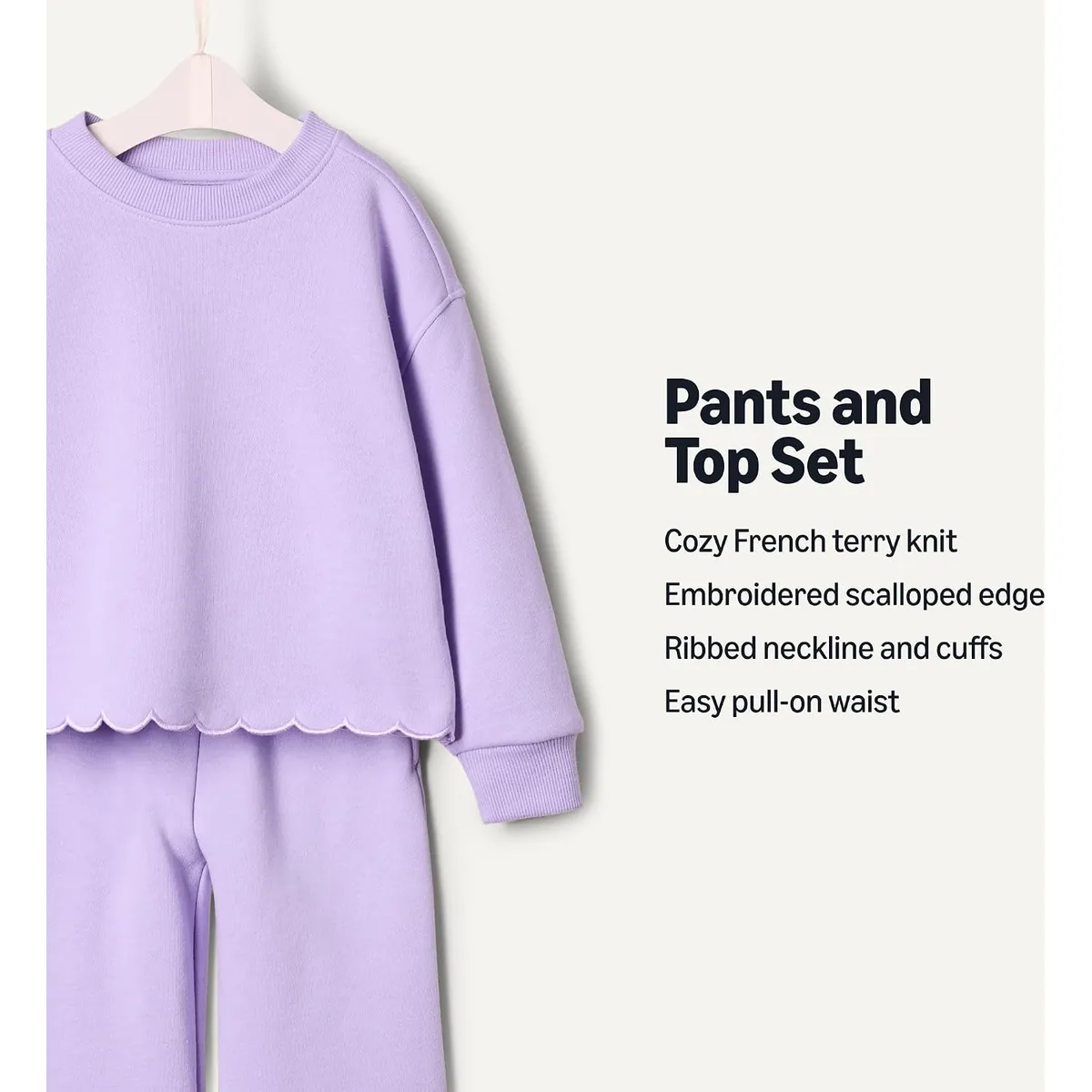 Amazon Essentials x Sofia Grainge Toddlers and Baby Girls' French Terry Sweatshirt Pant and Top Set — image 2