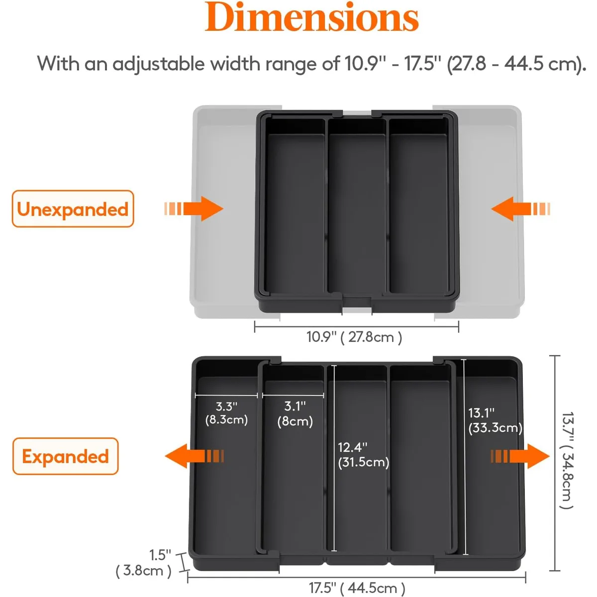 Lifewit Utensil Organizer for Kitchen Drawers, Expandable Utensil Tray — image 3
