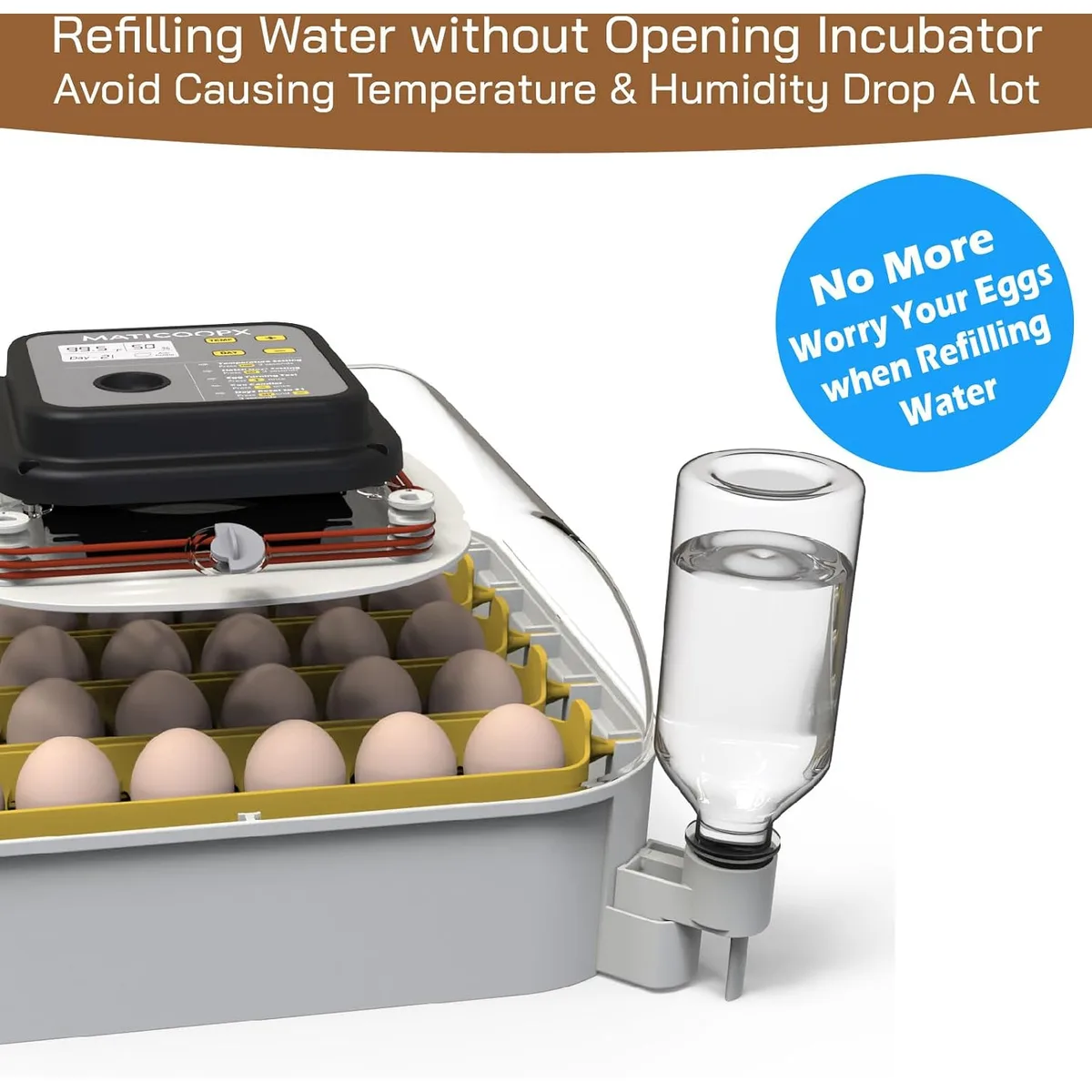 MATICOOPX 30 Egg Incubator with Humidity Display, Egg Candler, Automatic Egg Turner, for Hatching Chickens — image 10