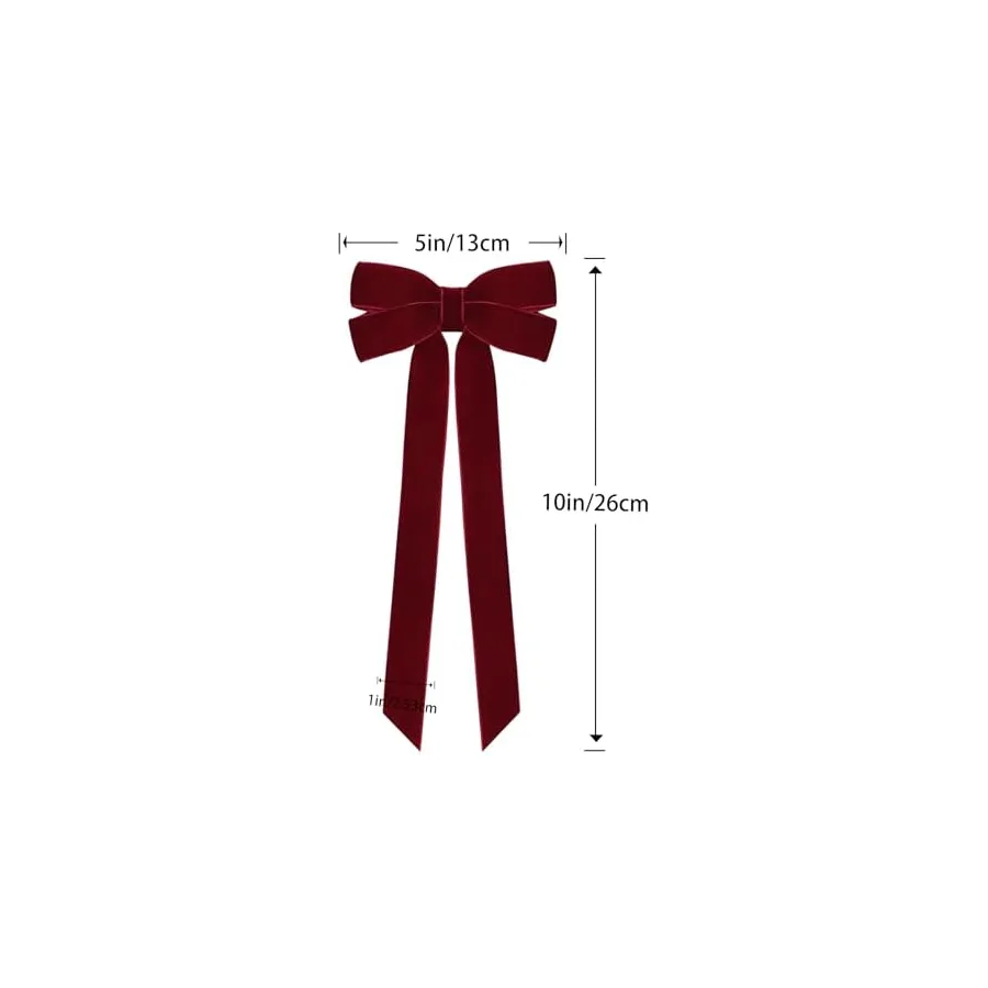 12Pcs Burgundy Velvet Ribbon Bows Christmas Tree Decorations,5in x 10in Xmas Ornaments for Tree Home Party Front Door Wreath Garland Holiday Decor — image 3