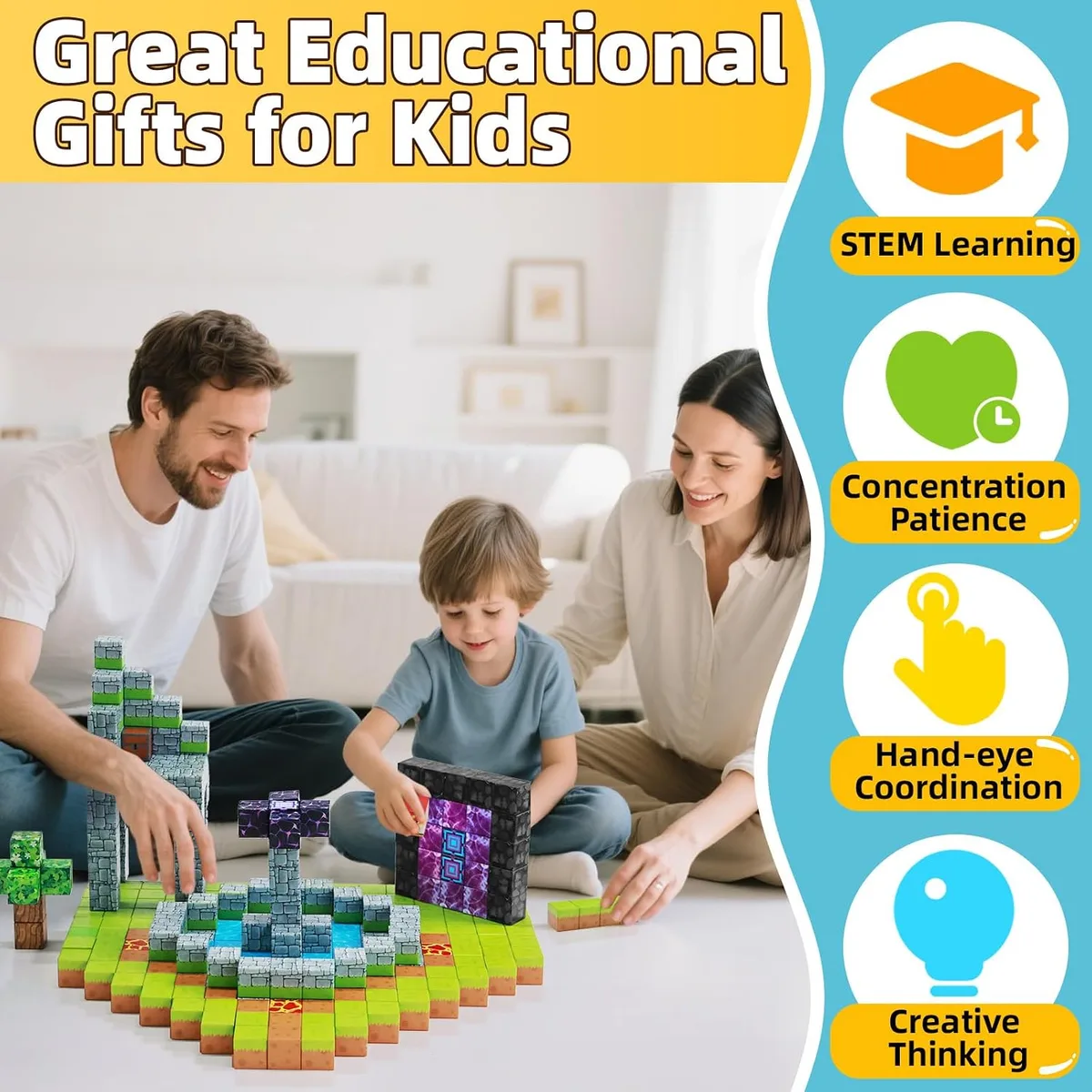 EchoPlan 150PCS Magnetic Blocks, Magnetic Building Blocks for Boys Girls — image 6