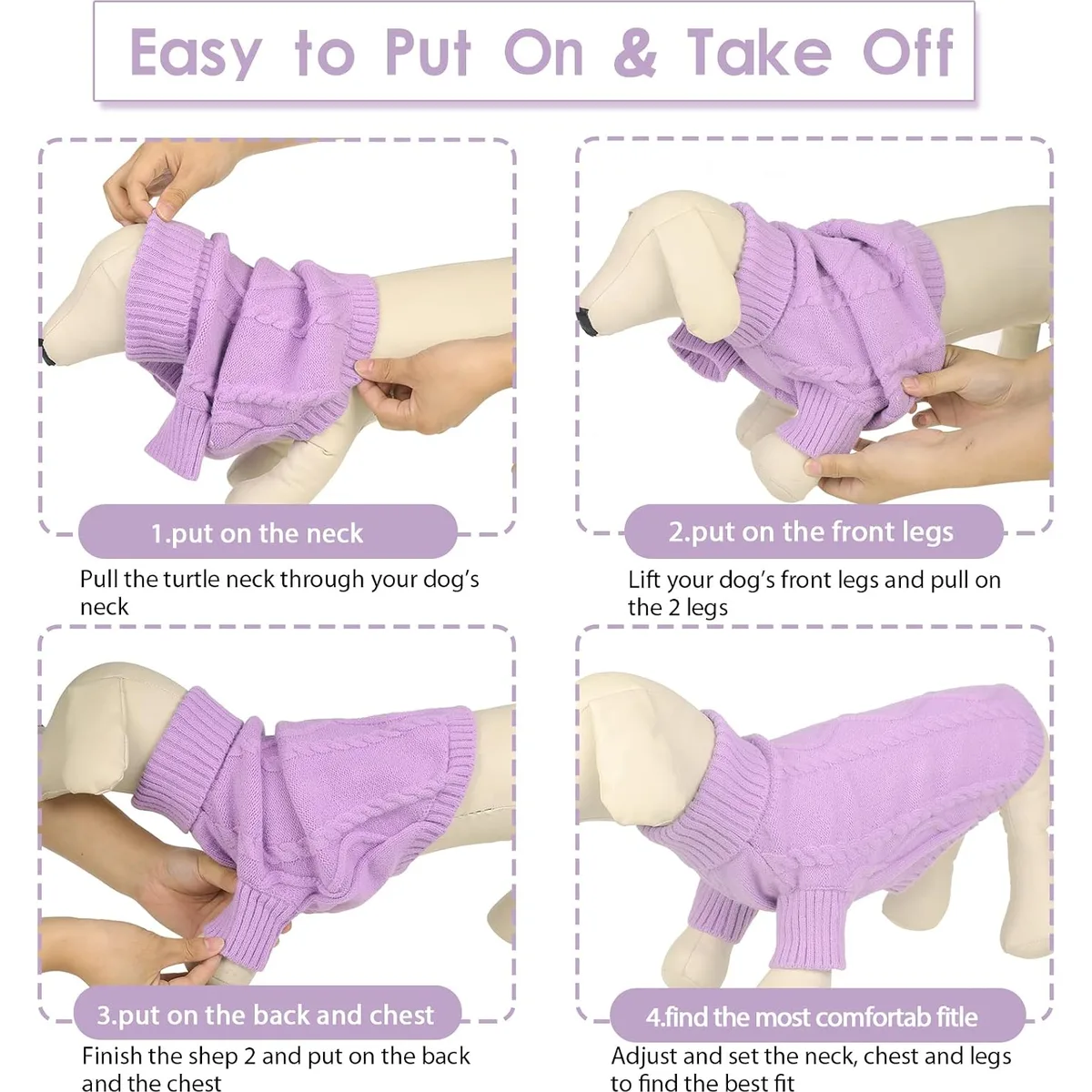 Queenmore Small Dog Sweater for Small Dogs Girl, Winter Dogs/Cats Pullover — image 6