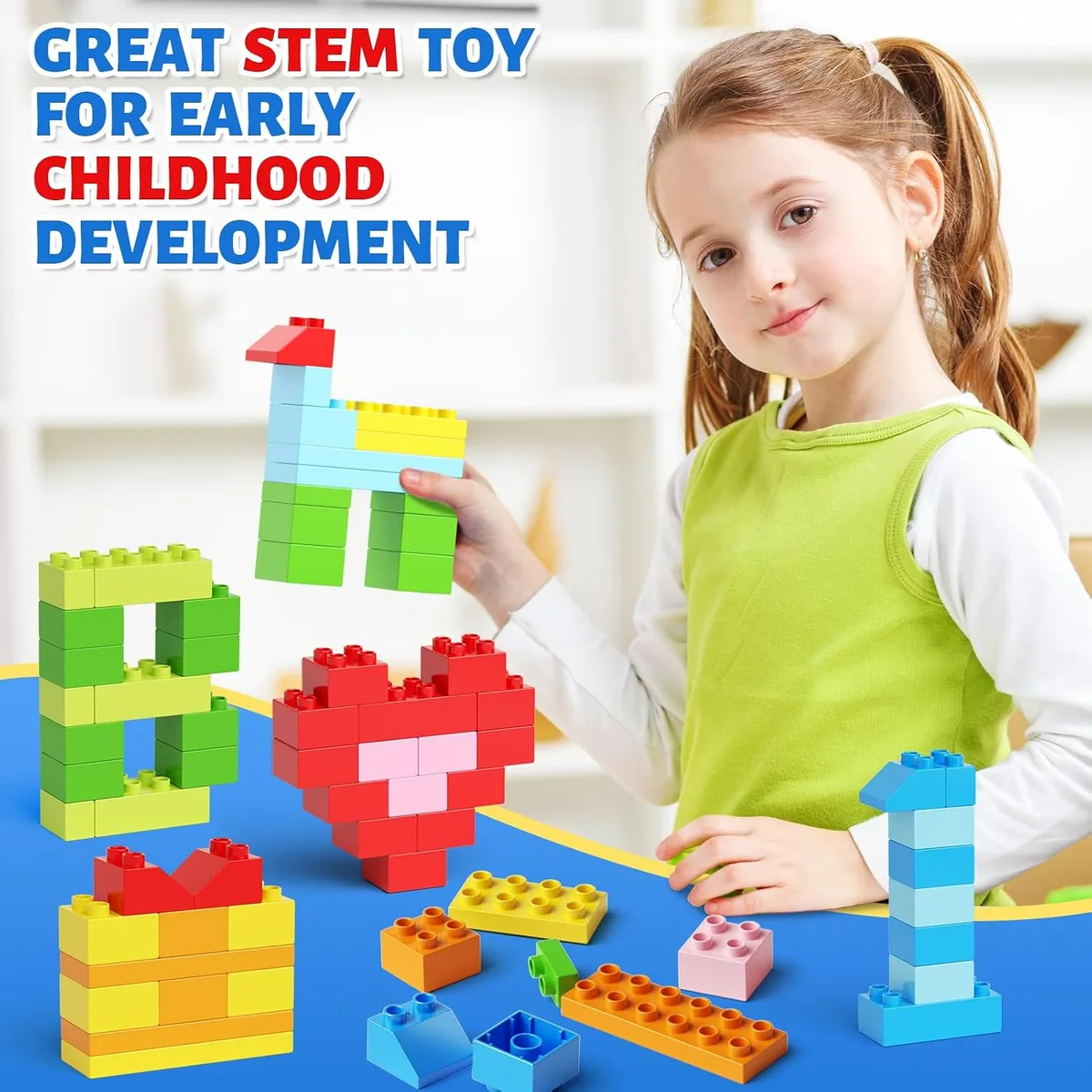 burgkidz Classic Building Compatible Toddlers: 150PCS Jumbo Blocks & Base — image 8