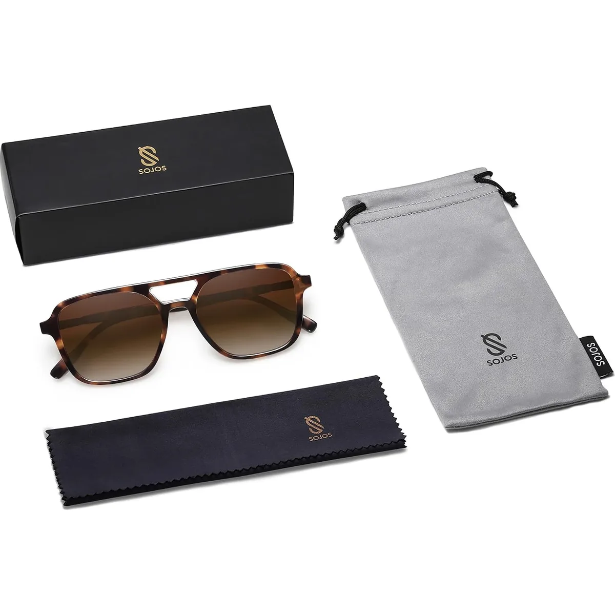 SOJOS Retro Aviator Sunglasses Womens Mens,Trendy Rectangle Shades SJ2202 — image 7