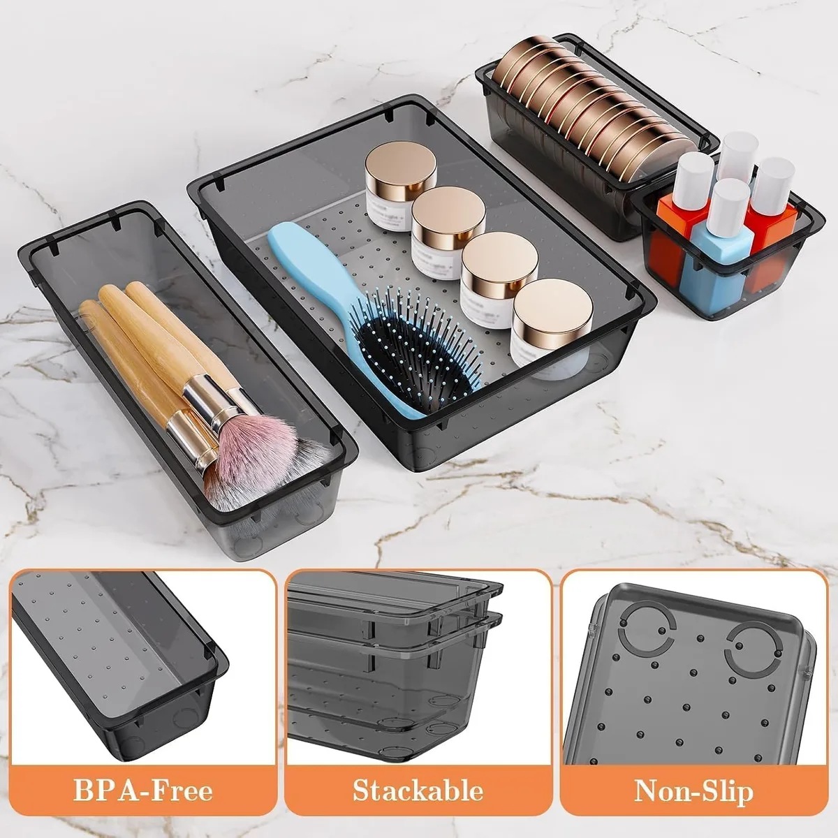 25 PCS Plastic Drawer Organizer, Versatile Organizer Trays & storage Bins — image 3