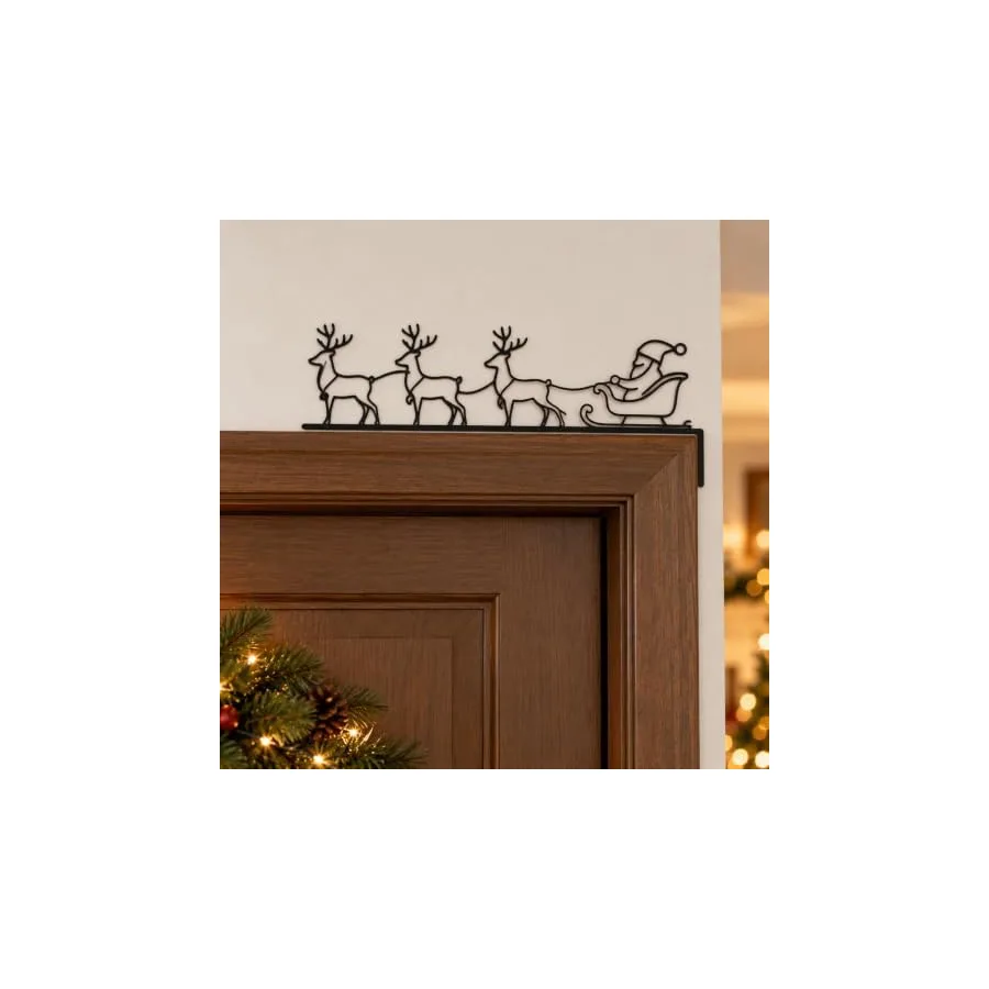 Iron Sleigh & Reindeer Christmas Door Topper — image 2