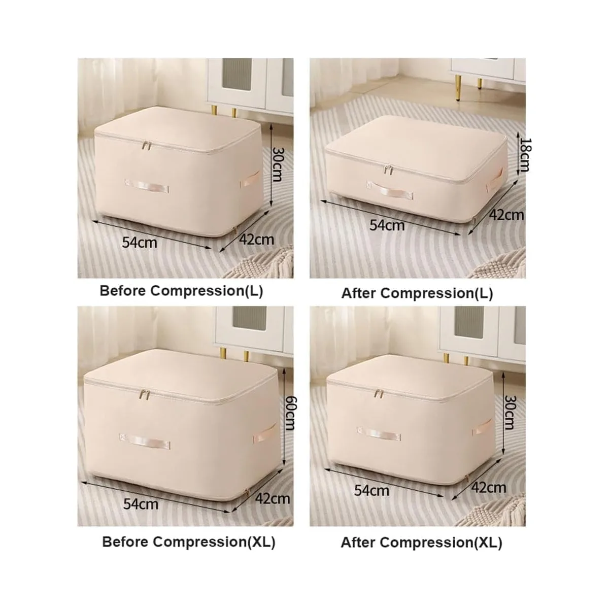 Ultra Space Saving Self Compression Organizer, Heavy Duty Moving Bags,Storage Tote for Space Saving,Self Compression Moving Organizer Bags for Comforters,Clothes,Blankets Grey,XL — image 2