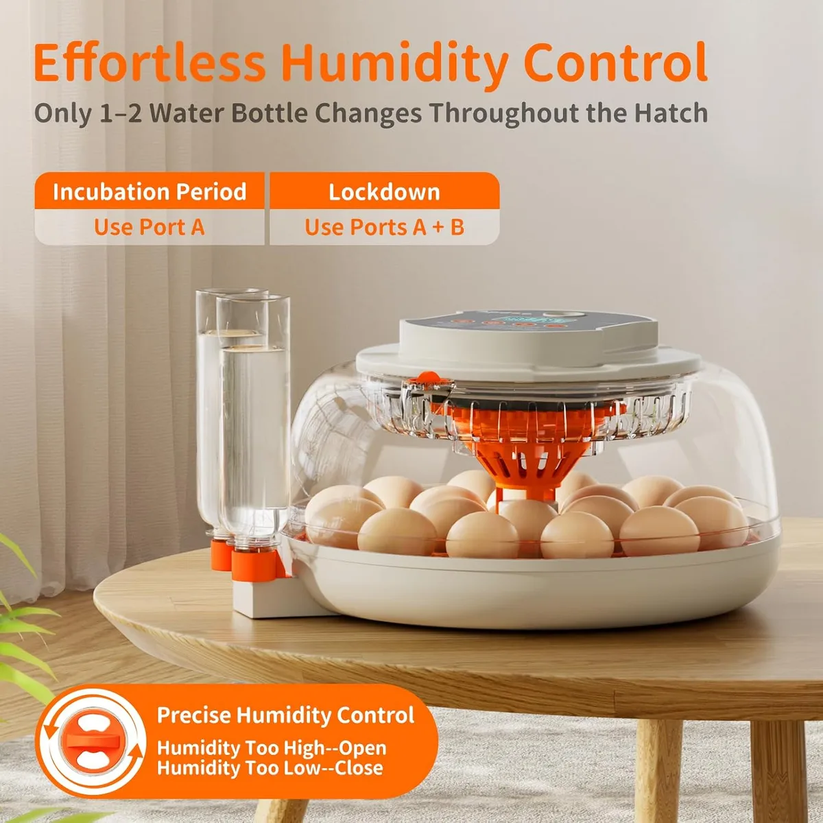 APDOE Egg Incubators for Hatching Eggs, Temperature and Humidity Control, Automatic Egg Turning, Egg Candler, External Water Bottle, Air Vent, for Chicken, Duck & Quail Eggs, 18 Eggs — image 5
