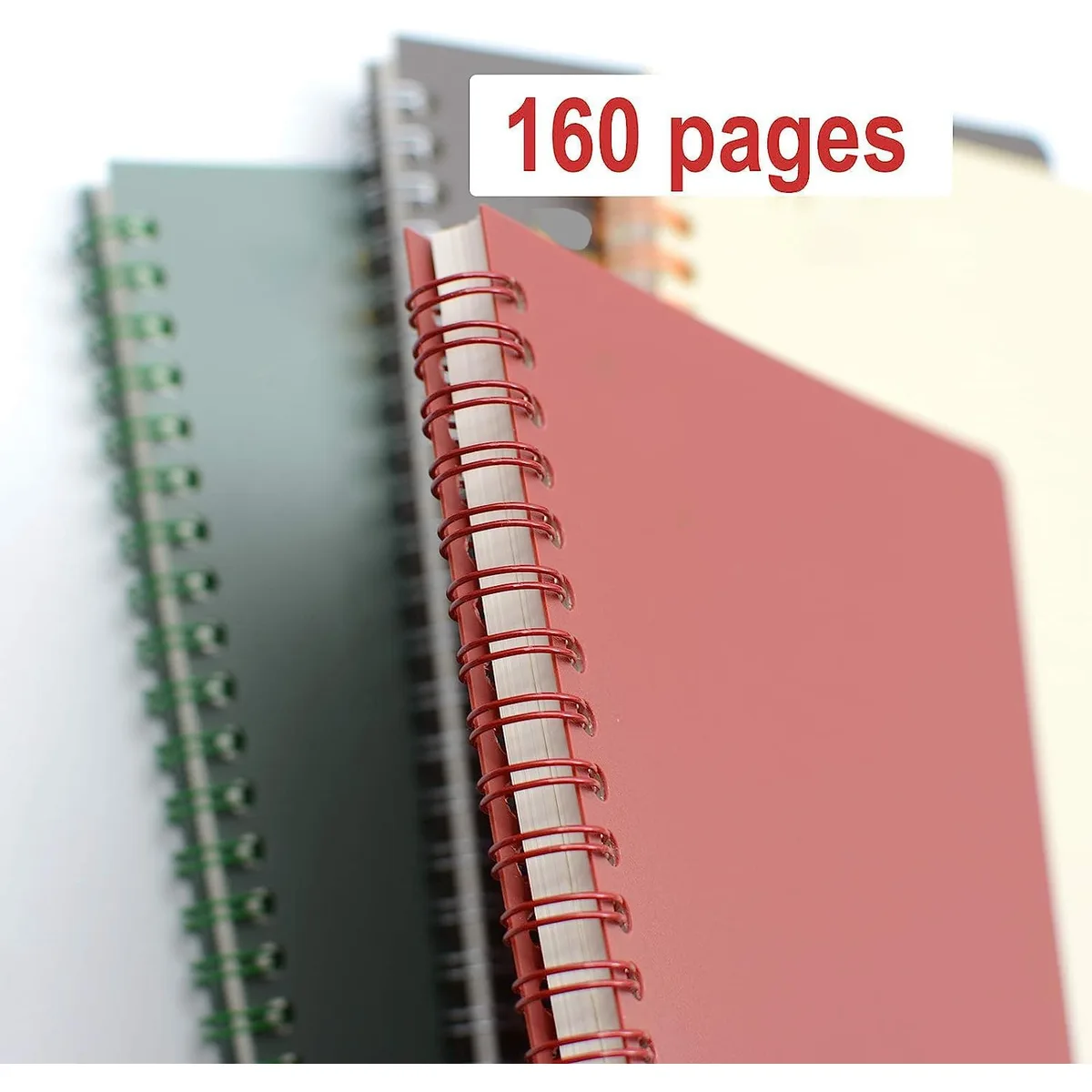 Yansanido Spiral Notebook, 4 Pcs 8.3 Inch x 5.9 Inch A5 Thick Plastic Hardcover 8mm Ruled 4 Color 80 Sheets -160 Pages Journals for Study and Notes (style 10-Wine Red,Brown,Green,ivory, A5) — image 6