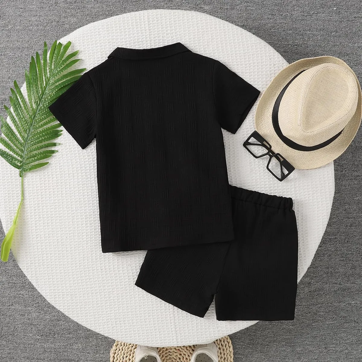 Size 2-6 Years Toddler Boys Clothes 2 Piece Summer Outfit Short Sleeve Button Down Shirt Top and Shorts Set — image 2