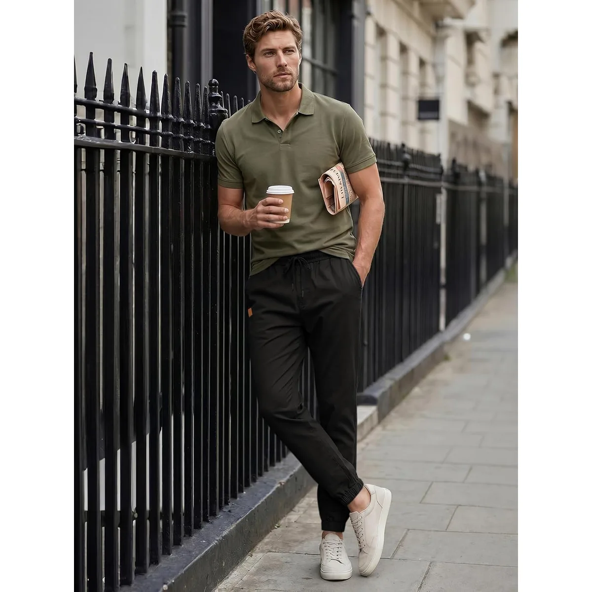 JMIERR Mens Cotton Stretch Joggers Casual Twill Athletic Track Pants — image 6