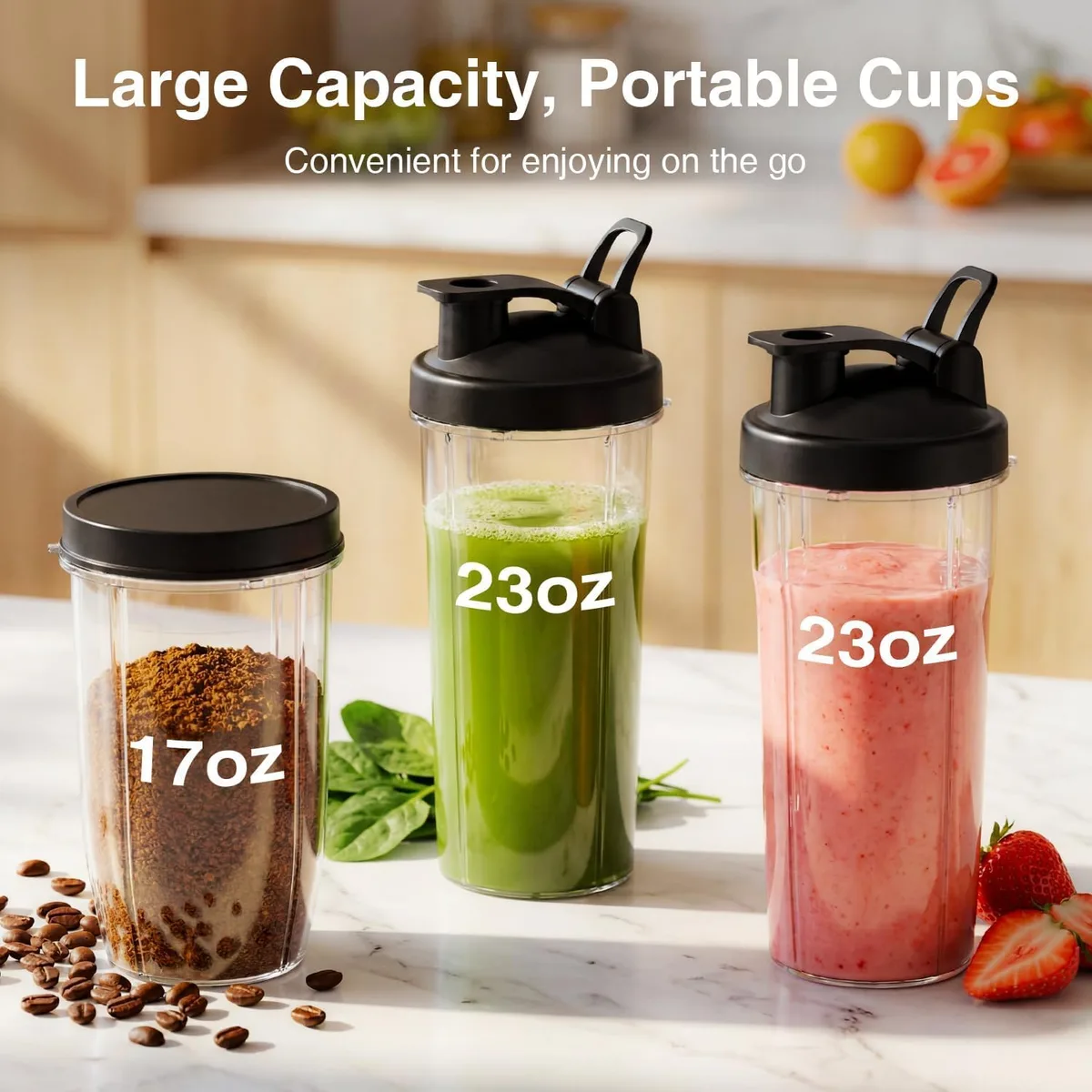 KOIOS Smoothie Blender Kitchen, 900W Personal Blenders with 3 To-Go Cups — image 3