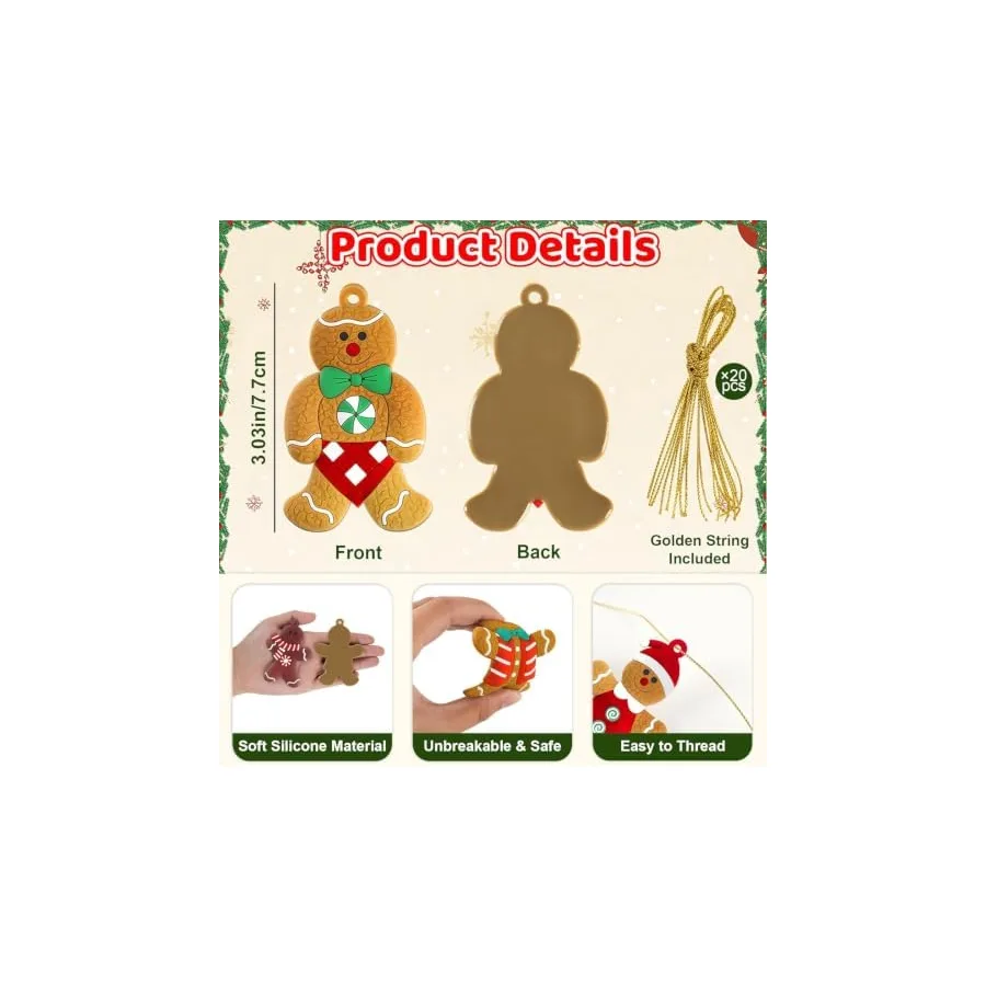 kockuu 16pcs Gingerbread Man Ornaments for Christmas Tree Decorations — image 5