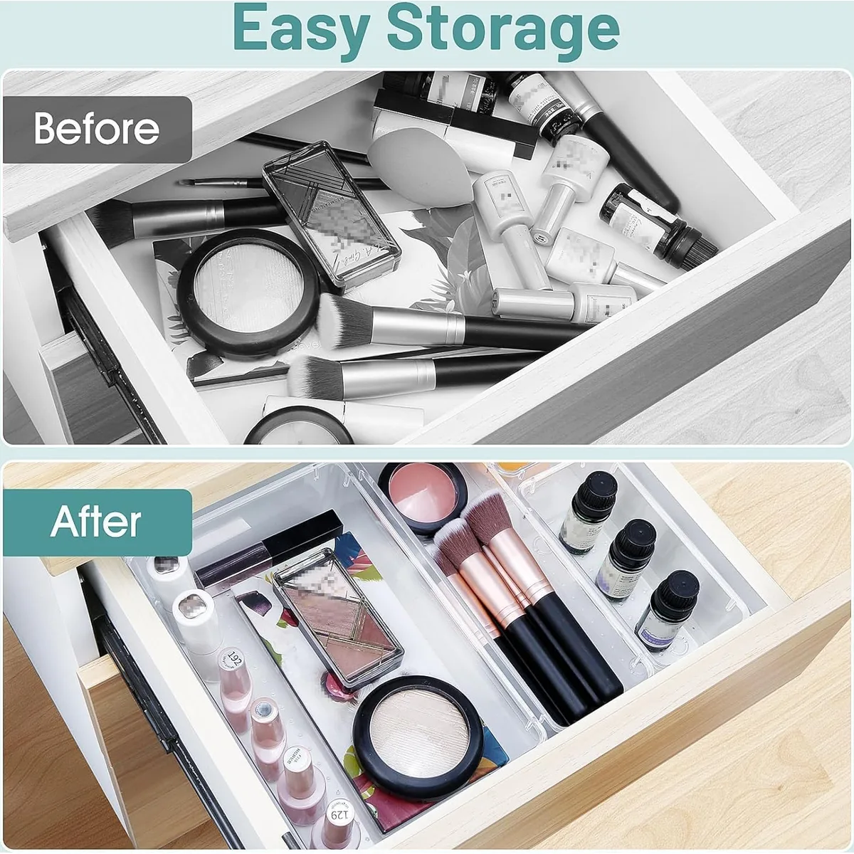 25 PCS Clear Plastic Drawer Organizer, Makeup Organizers and Storage Bins — image 4