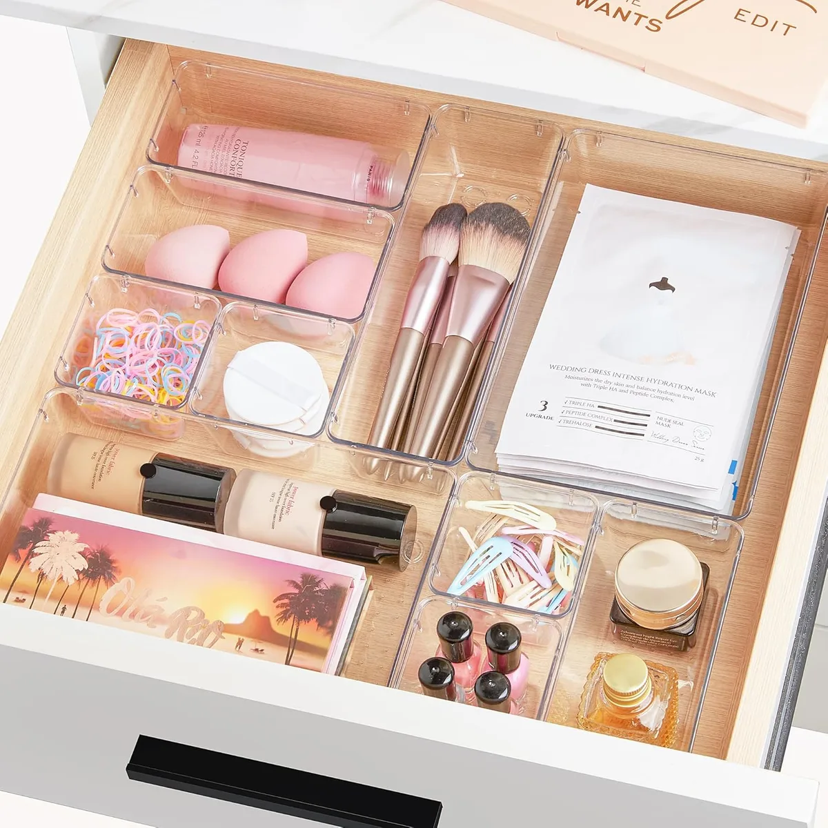 Vtopmart 25 PCS Clear Plastic Drawer Organizers Set, 4-Size Versatile Bathroom and Vanity Drawer Organizer Trays, Storage Bins for Makeup, Bedroom, Kitchen Gadgets Utensils and Office — image 8