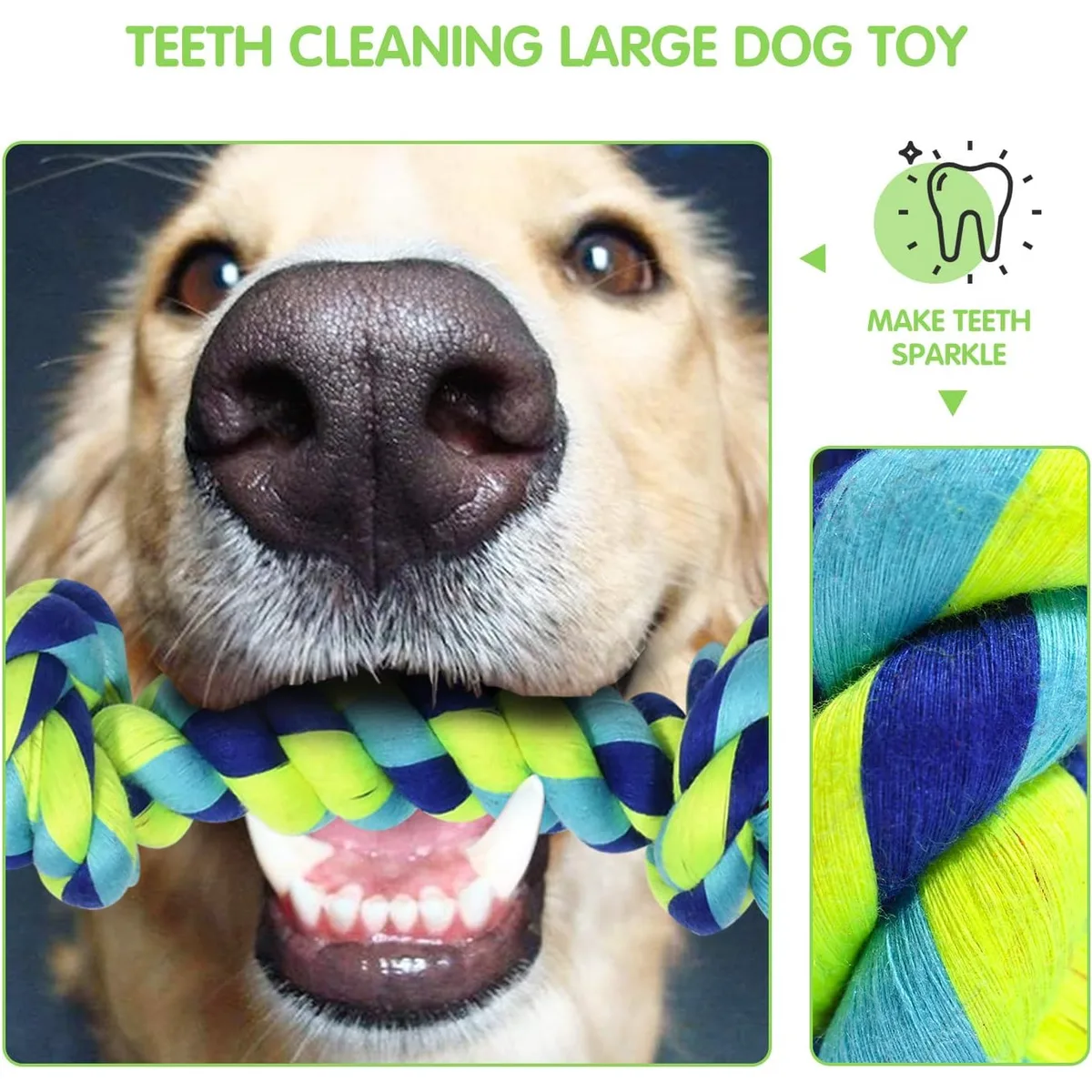 SHARLOVY Large Tough Chew Toys for Aggressive Chewers, 9 Pack Dog Rope Toys — image 4