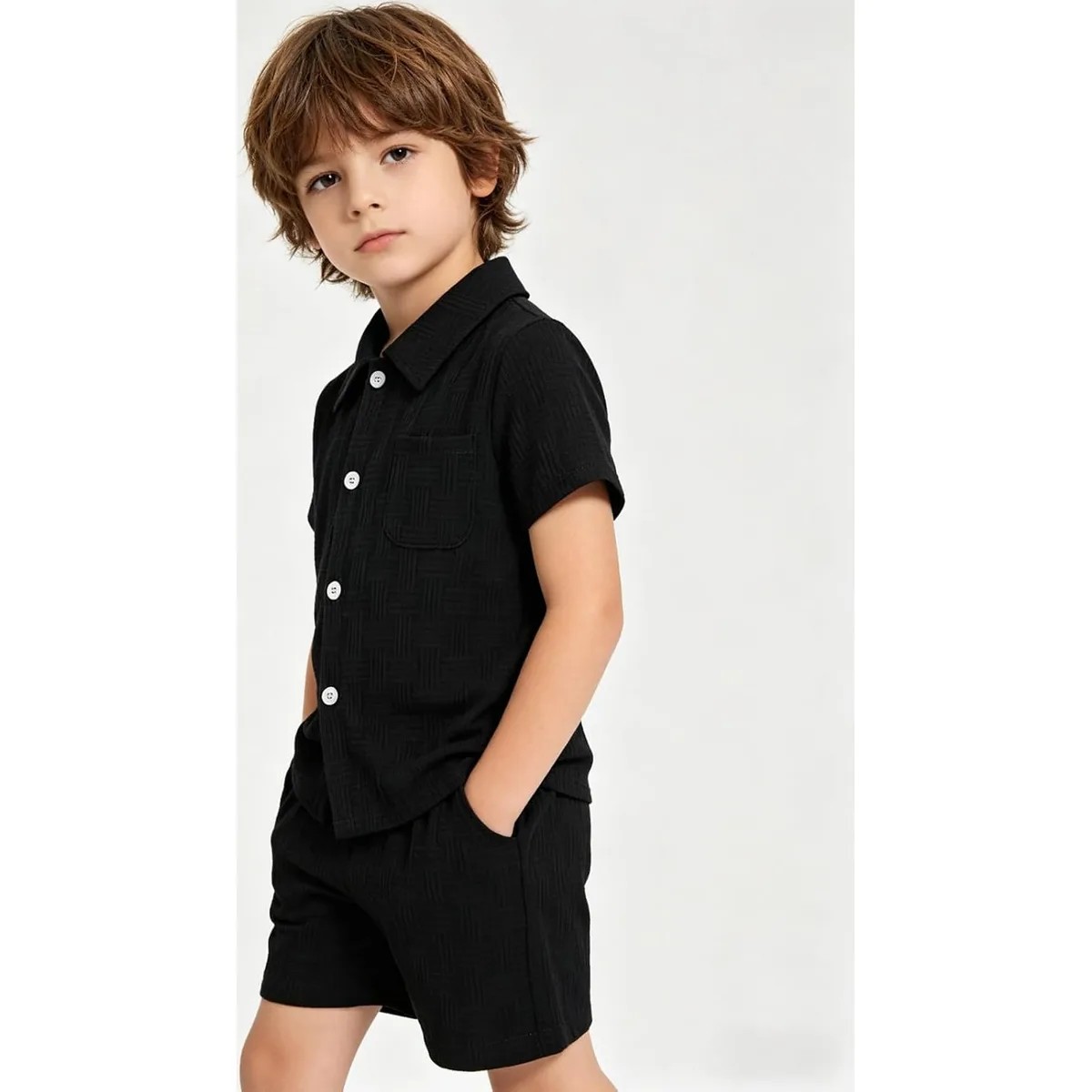 Size 2-6 Years Toddler Boys Clothes 2 Piece Summer Outfit Short Sleeve Button Down Shirt Top and Shorts Set — image 5