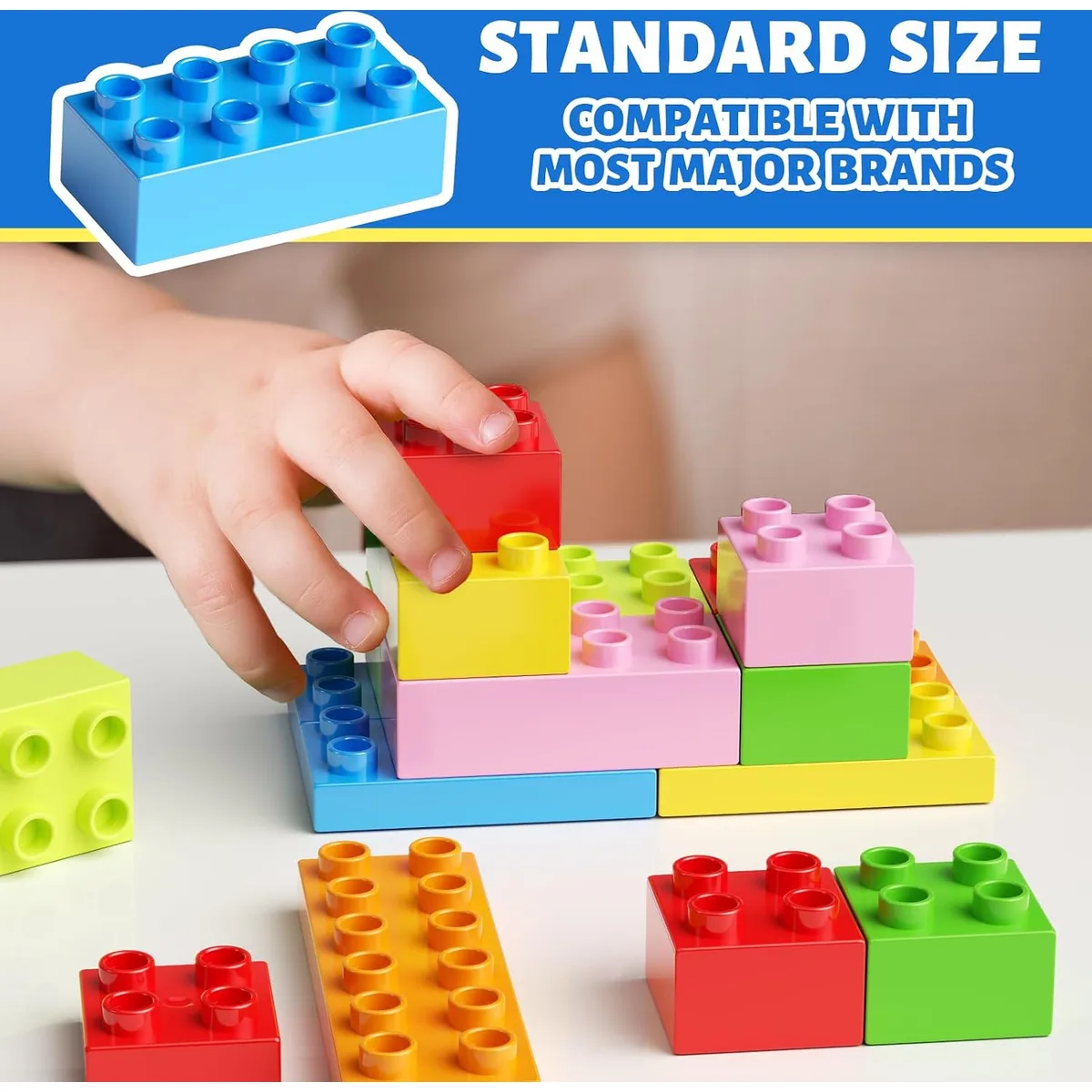 burgkidz Classic Building Compatible Toddlers: 150PCS Jumbo Blocks & Base — image 2
