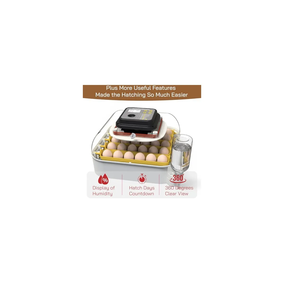 MATICOOPX 30 Egg Incubator with Humidity Display, Egg Candler, Automatic Egg Turner, for Hatching Chickens — image 7