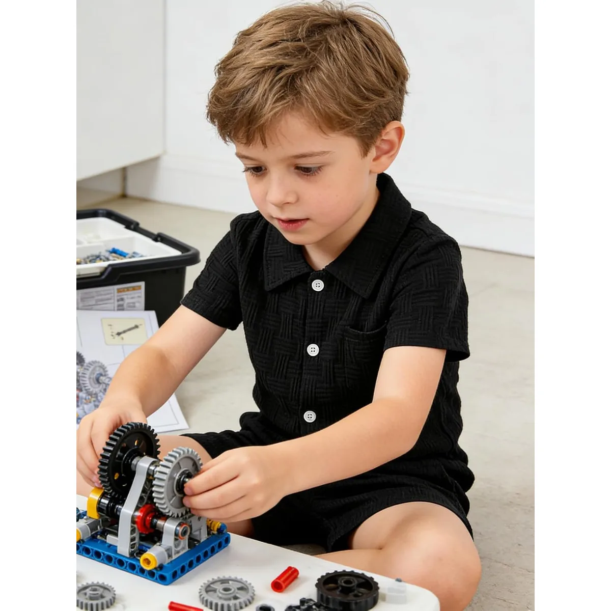 Size 2-6 Years Toddler Boys Clothes 2 Piece Summer Outfit Short Sleeve Button Down Shirt Top and Shorts Set — image 6