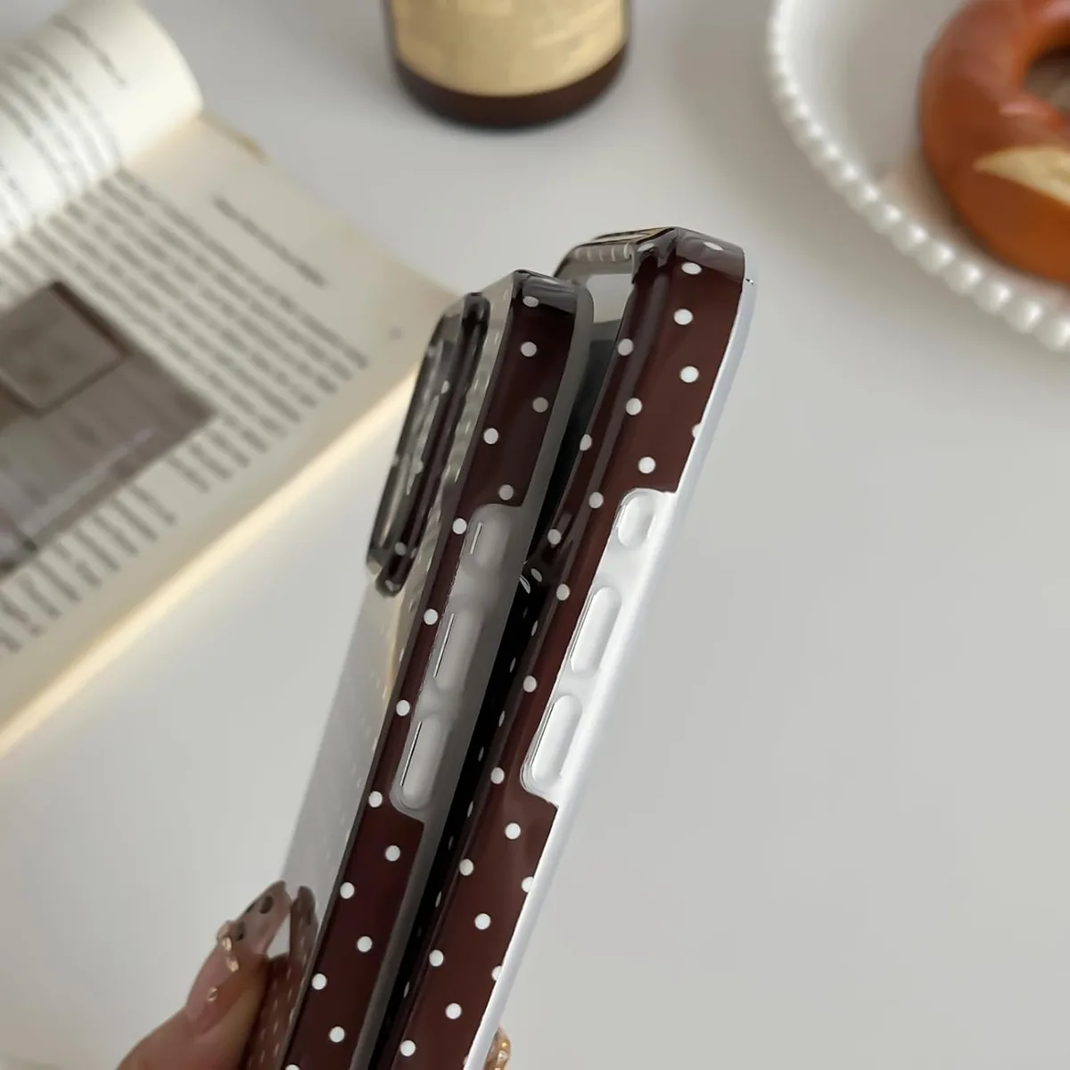 Yeddabox for iPhone 17 Pro Max Case Cute Polka Dot Phone Case Soft TPU Slim Shockproof Phone Cover for Women Girls, Brown — image 4