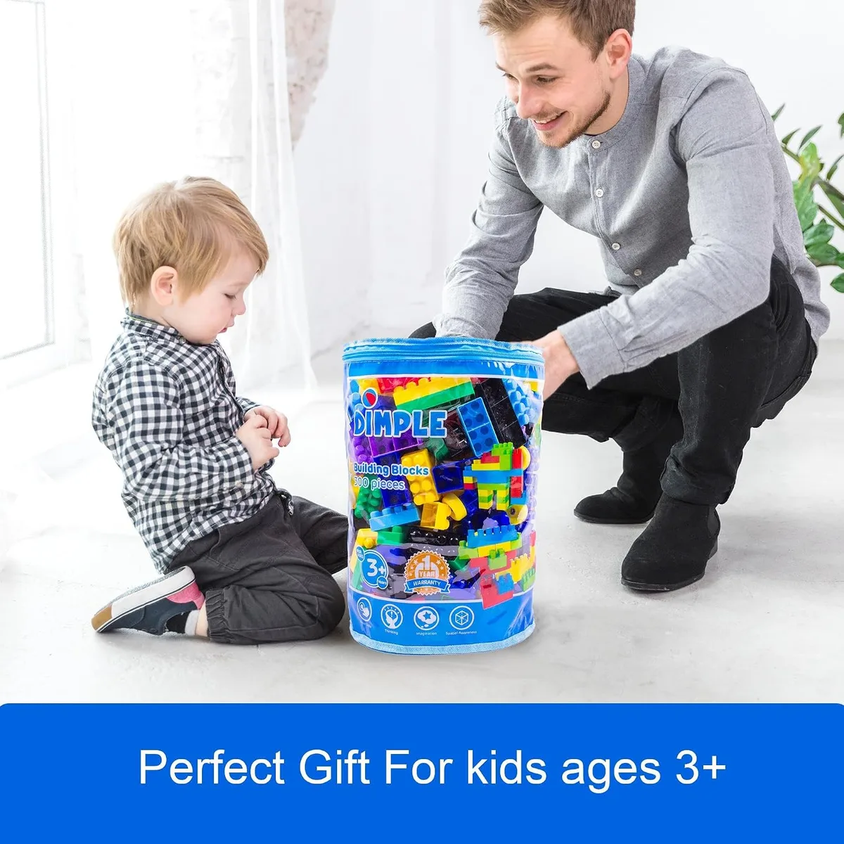 Dimple 300 Piece Large Building Blocks for Toddlers, Kids Interlocking Toys — image 5