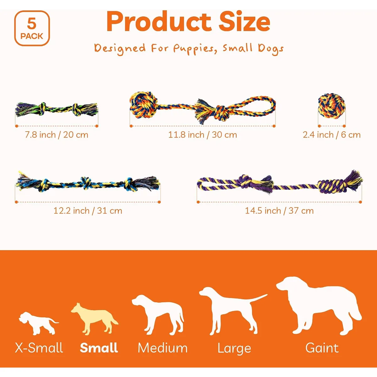 Puppy Teething Toys for Small Dogs, 5 Pack Cotton Puppy Dog Rope Toy — image 7