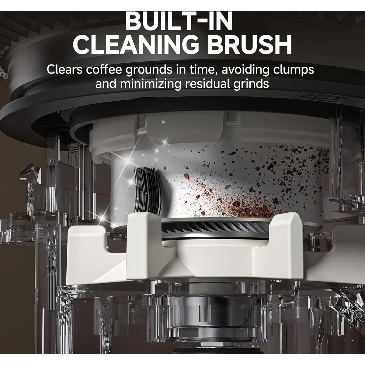AMZCHEF Burr Coffee Grinder, 48 Settings, Less Static Mess, Metallic Silver — image 5