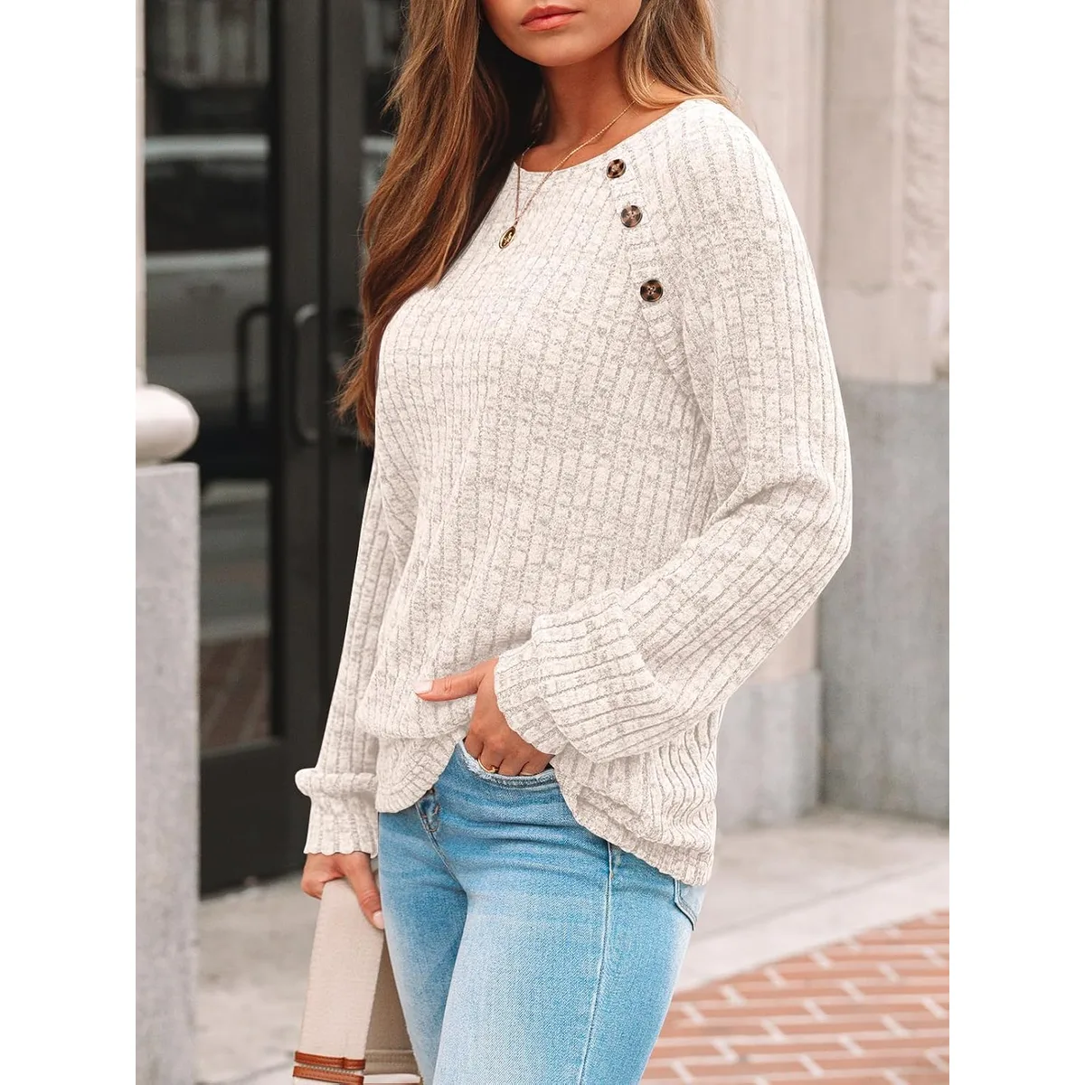 AUTOMET Womens Long Sleeve Shirts Fall Sweaters Business Casual Tops Blouse — image 3
