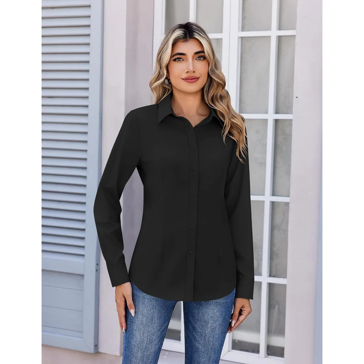 Zeagoo Women's Wrinkle Free Button Down Shirts Long Sleeve Business Tops — image 2