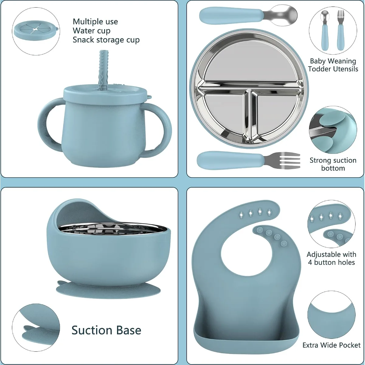 13PCS Baby Feeding Set, Removable Stainless & Silicone, Odor-Free — image 6