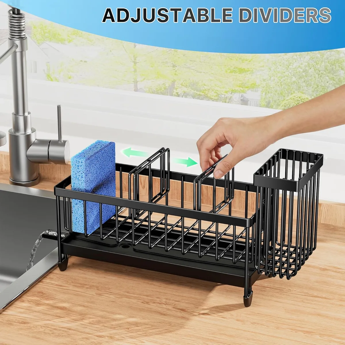 Cisily Sponge Holder for Kitchen Sink, Sink Organizer with Brush Holder — image 4