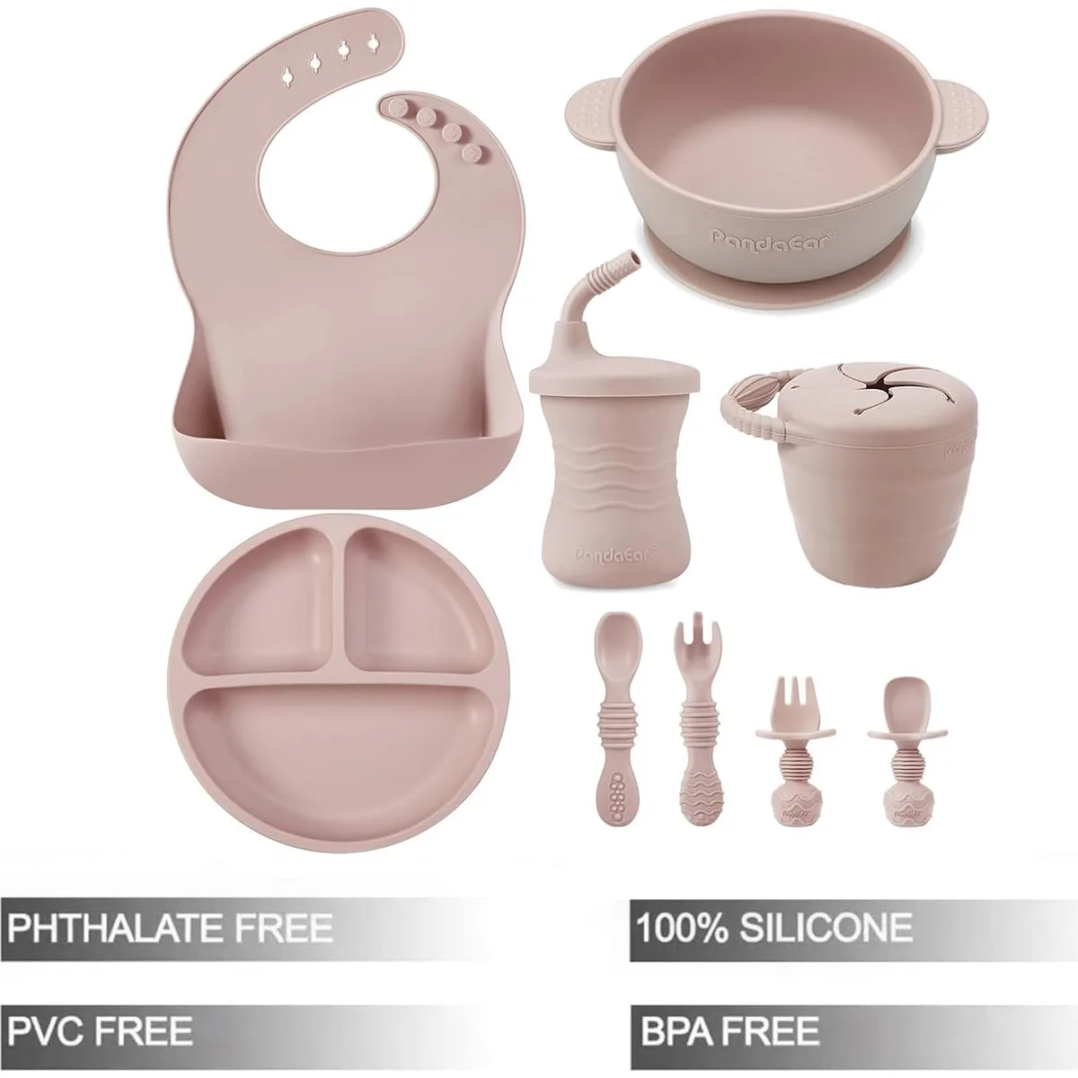 PandaEar 9 PCS Silicone Baby Feeding Set, Suction Plate & Utensils — image 2