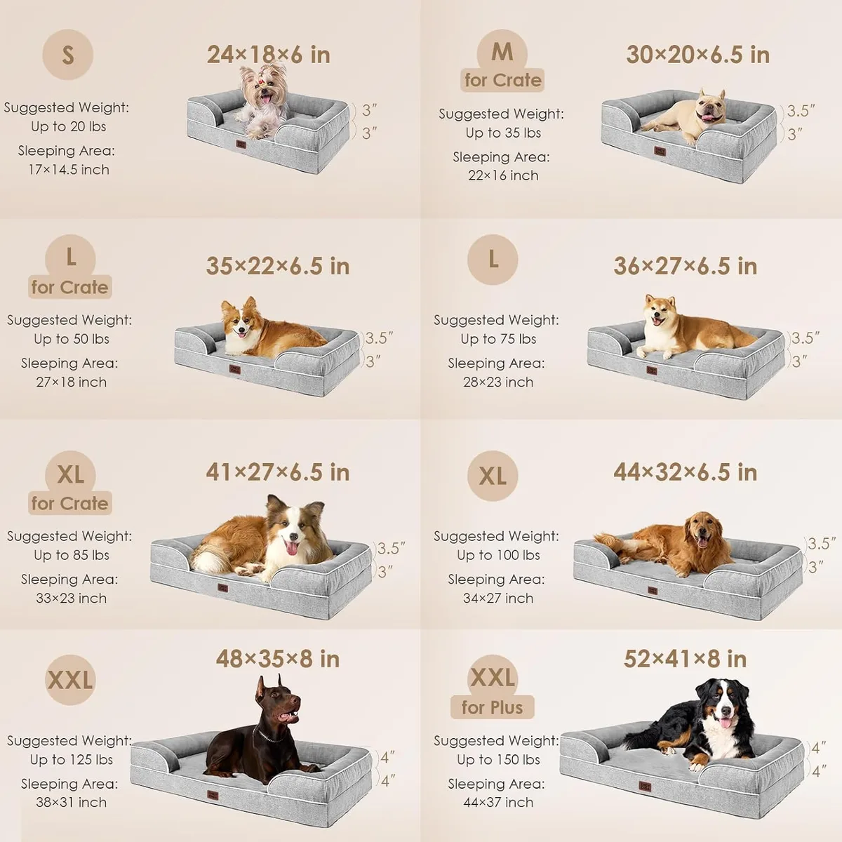 EHEYCIGA Orthopedic Extra Large Dog Bed, Waterproof Washable XL Pet Bed 44" — image 2