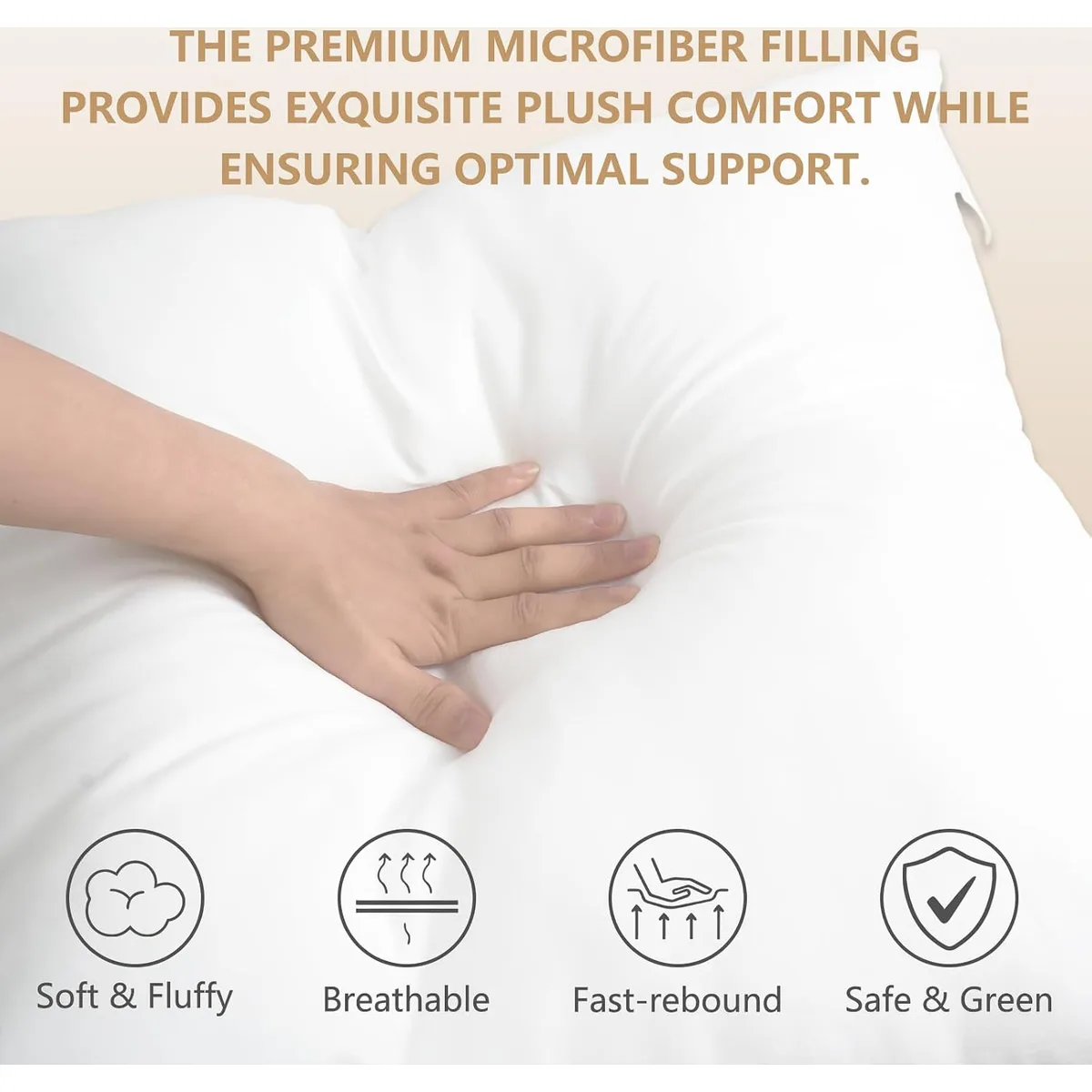 Obruosci Luxury Throw Pillow Inserts, Pack of 6, 18 x 18 inches Hypoallergenic Ultra Soft White Polyester Microfiber Durable Couch Cushion Fillers — image 4