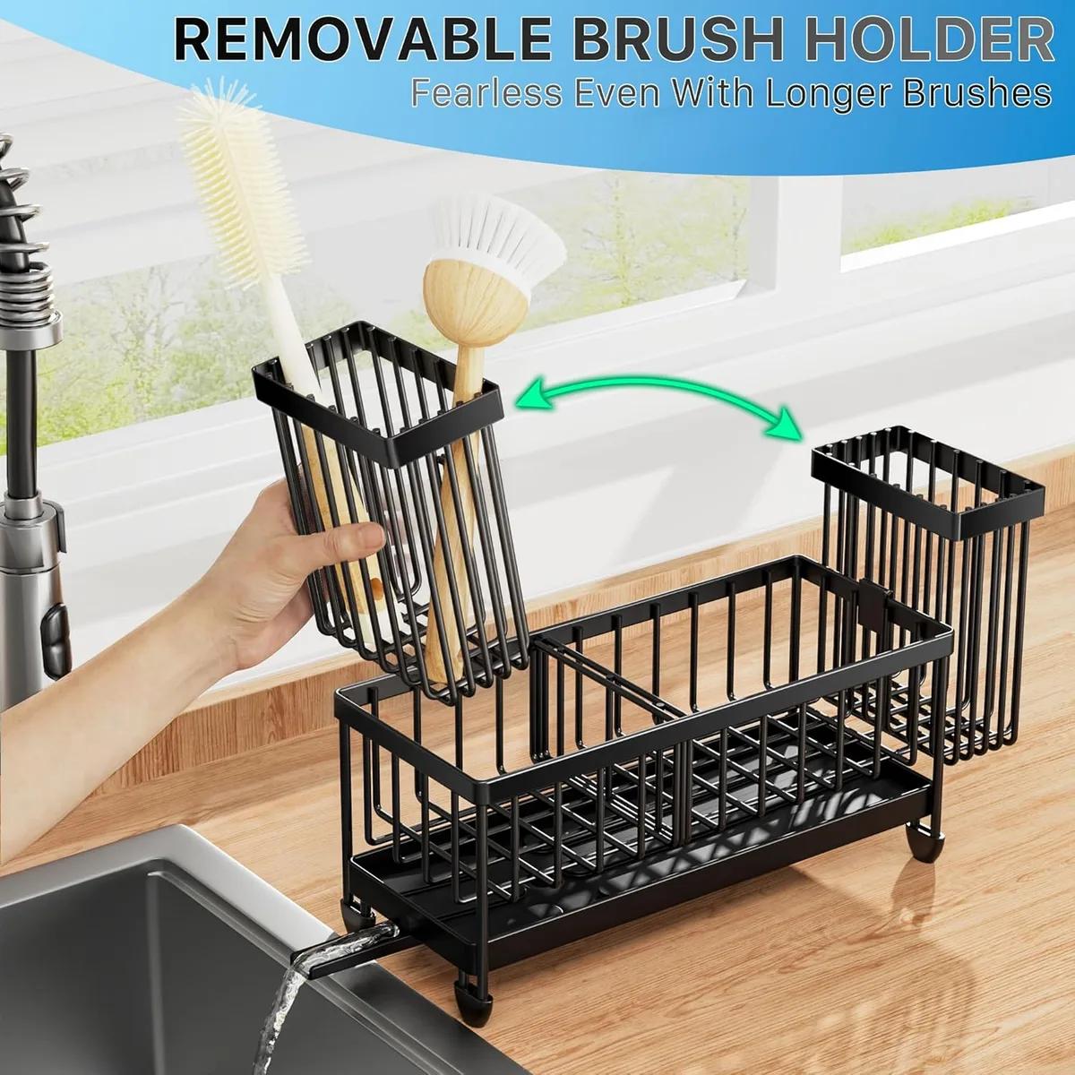 Cisily Sponge Holder for Kitchen Sink, Sink Organizer with Brush Holder — image 3