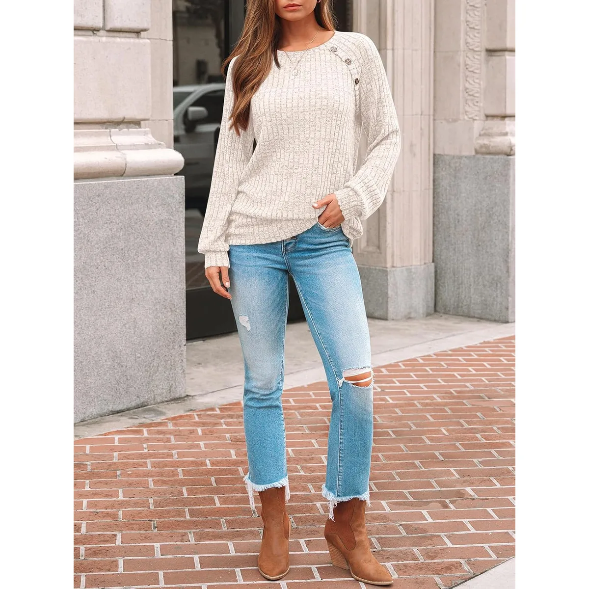 AUTOMET Womens Long Sleeve Shirts Fall Sweaters Business Casual Tops Blouse — image 6