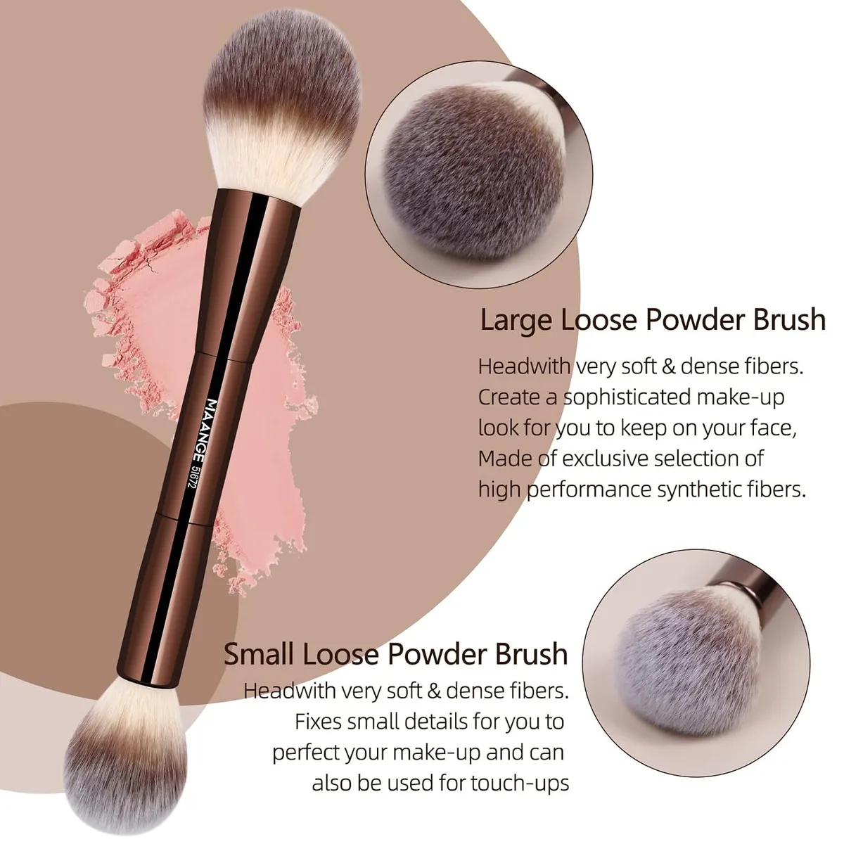 MAANGE 20 Pcs Makeup Brushes with Gift Box, Double-End Multi-functional Makeup Brushes for Blending Liquid Powder Concealer Cream Blush Buffe,CoffeeBrown — image 7