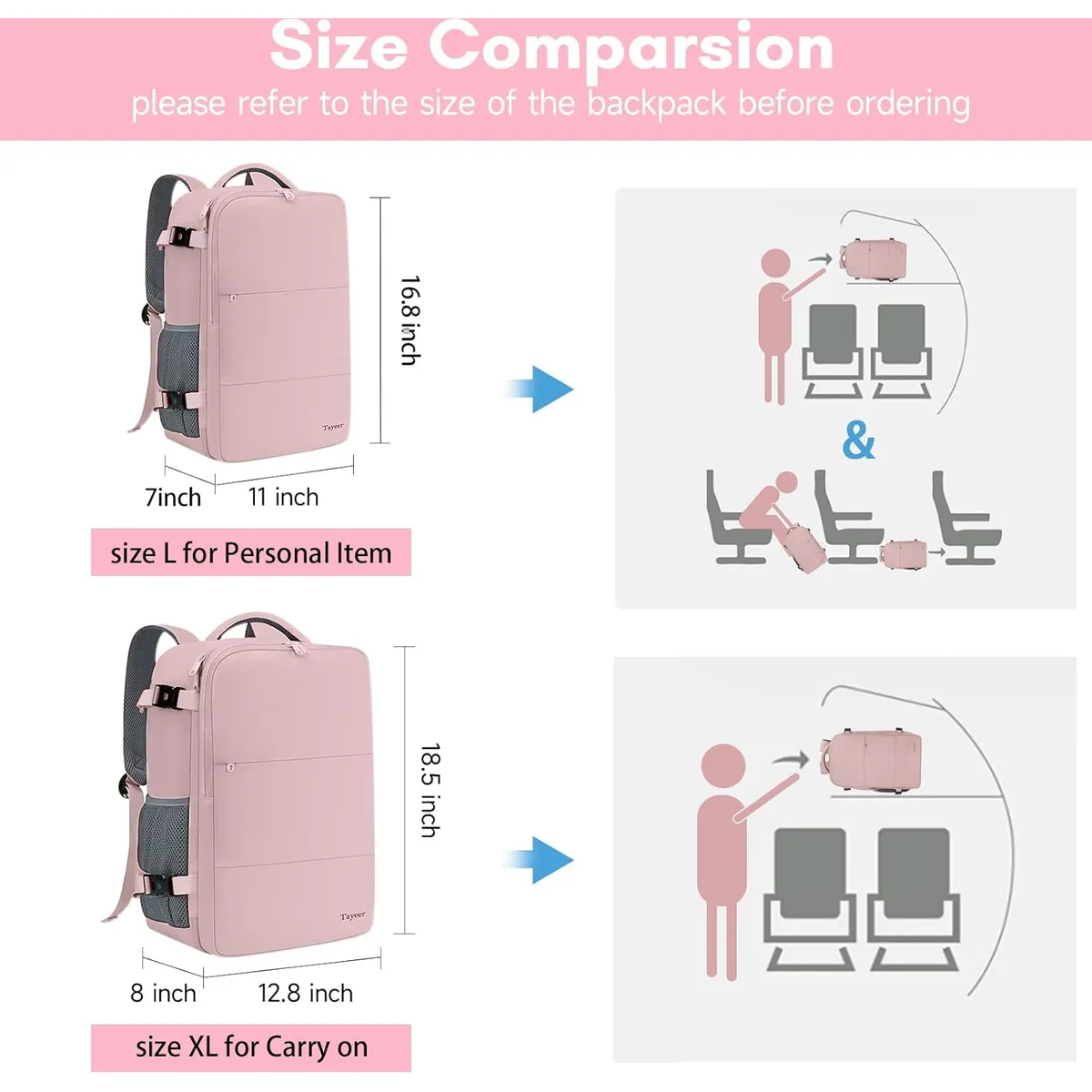 Taygeer Travel Backpack for Women, TSA Carry On Backpack Flight Approved — image 6