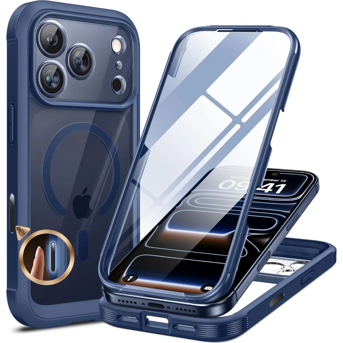 Miracase for iPhone 17e Case & iPhone 16e Case, Full-Body Phone with Built-in Glass Screen Protector, [Magnetic with MagSafe] Military Drop Proof 17 E/ 16 E Cover Bumper 6.1 inch, Black — image 8