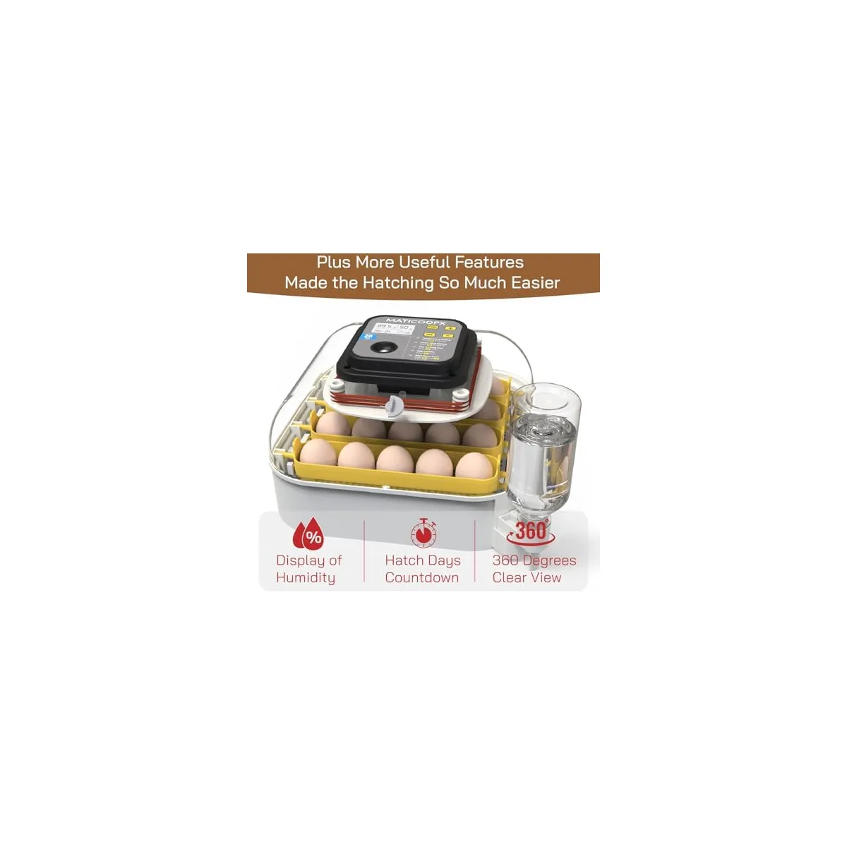 MATICOOPX 20 Egg Incubator with Humidity Display, Egg Candler, Automatic Egg Turner, for Hatching Chickens — image 7