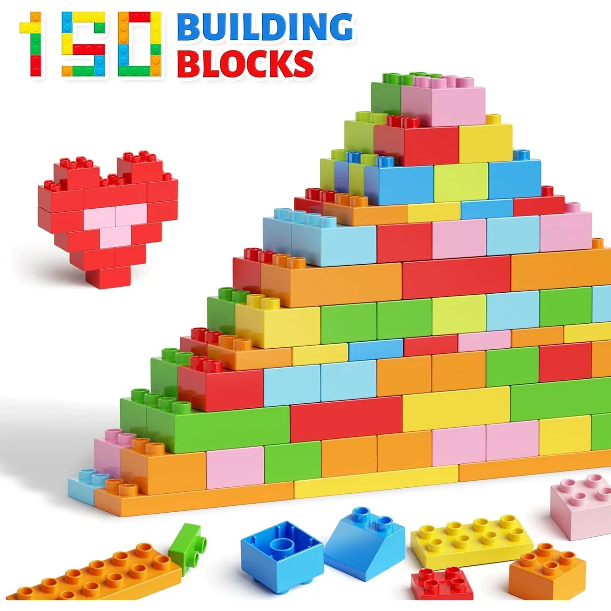 burgkidz Classic Building Compatible Toddlers: 150PCS Jumbo Blocks & Base — image 7