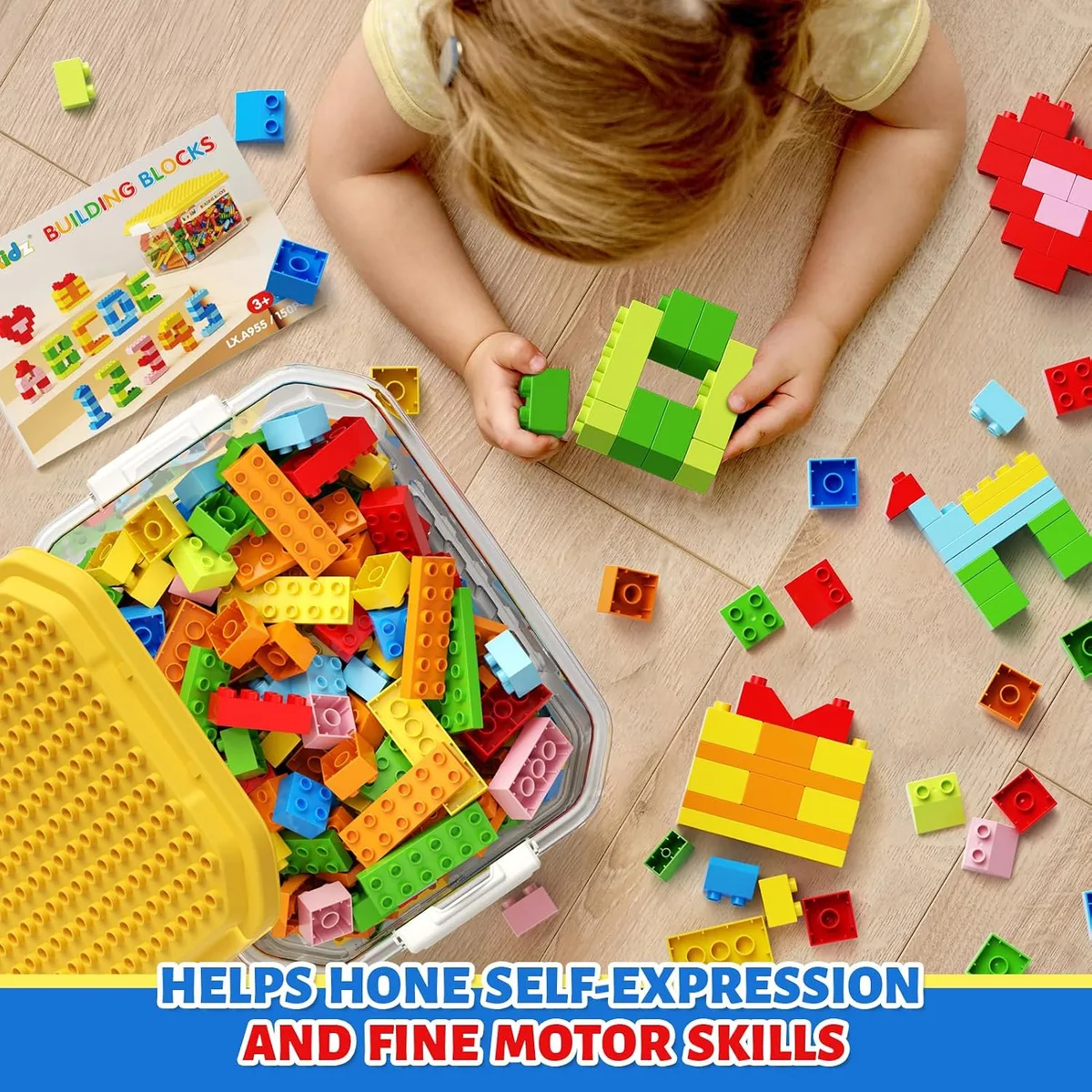 burgkidz Classic Building Compatible Toddlers: 150PCS Jumbo Blocks & Base — image 5