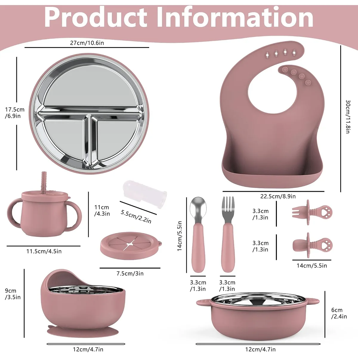 13PCS Baby Feeding Set, Removable Stainless & Silicone, Odor-Free — image 2