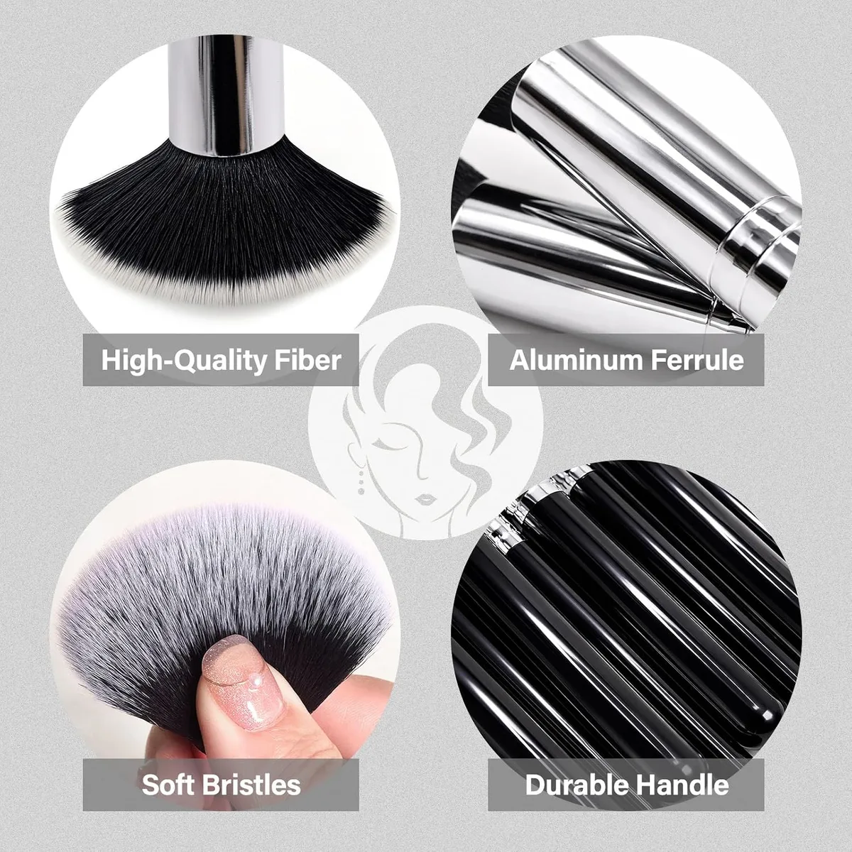 Makeup Brushes Set, Mlemle Professional 25 Pcs Makeup Kit, Include Foundation Powder Blush Concealers Eye shadows 21 Pcs Makeup Brushes and 2 Powder Puff, 2 Makeup Sponge(B01-Black) — image 4