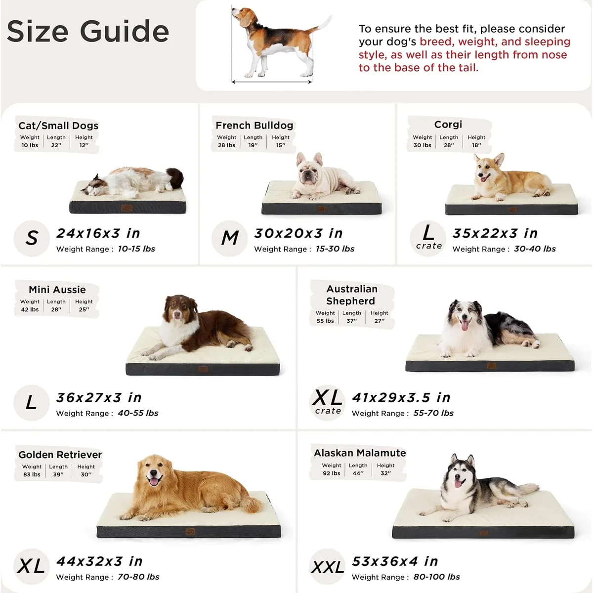 Bedsure Washable Dog Beds Large Sized Dog with Comfy Sherpa, 36x27in Grey — image 7